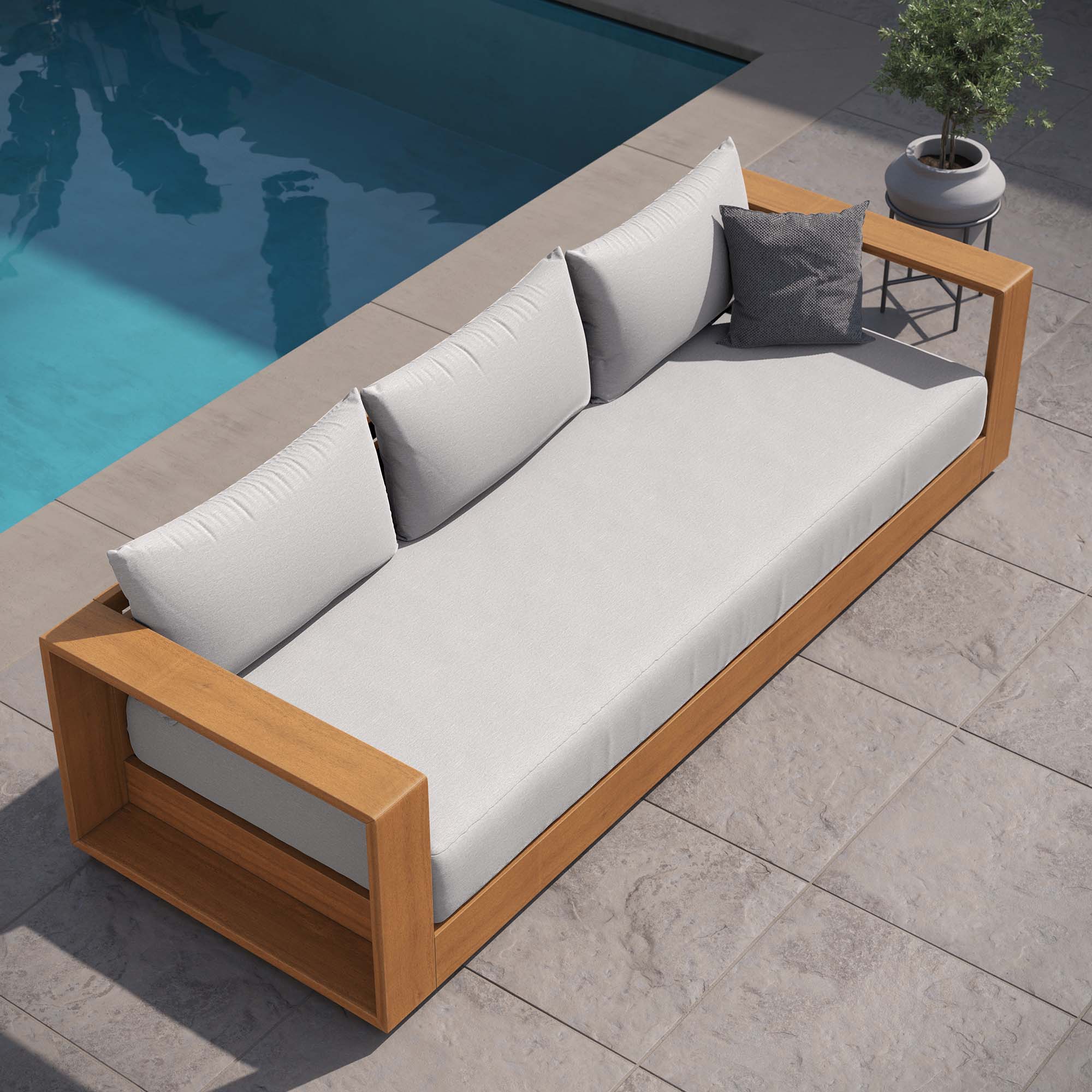 Modway Tahoe Outdoor Patio Acacia Wood Sofa
