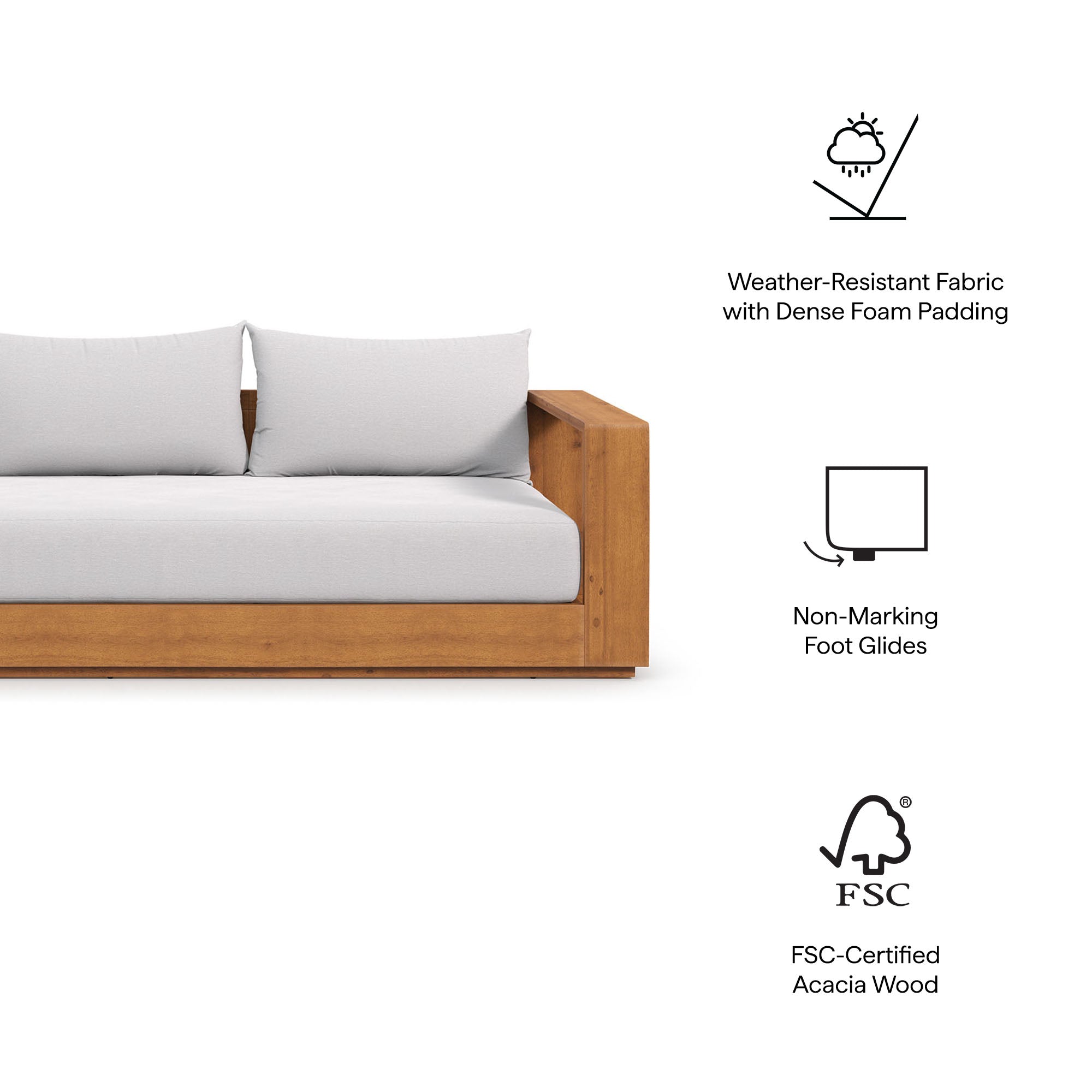 Modway Tahoe Outdoor Patio Acacia Wood Sofa