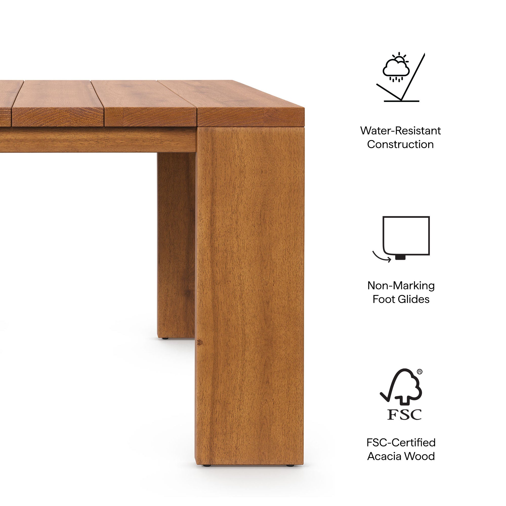 Modway Tahoe Outdoor Patio Acacia Wood Side Table