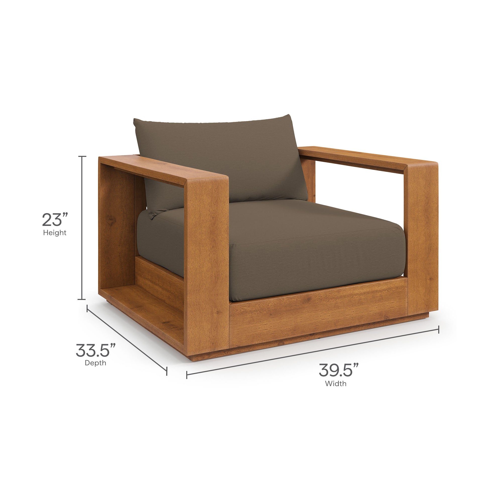 Modway Tahoe 3-Piece Outdoor Patio Acacia Wood Furniture Set