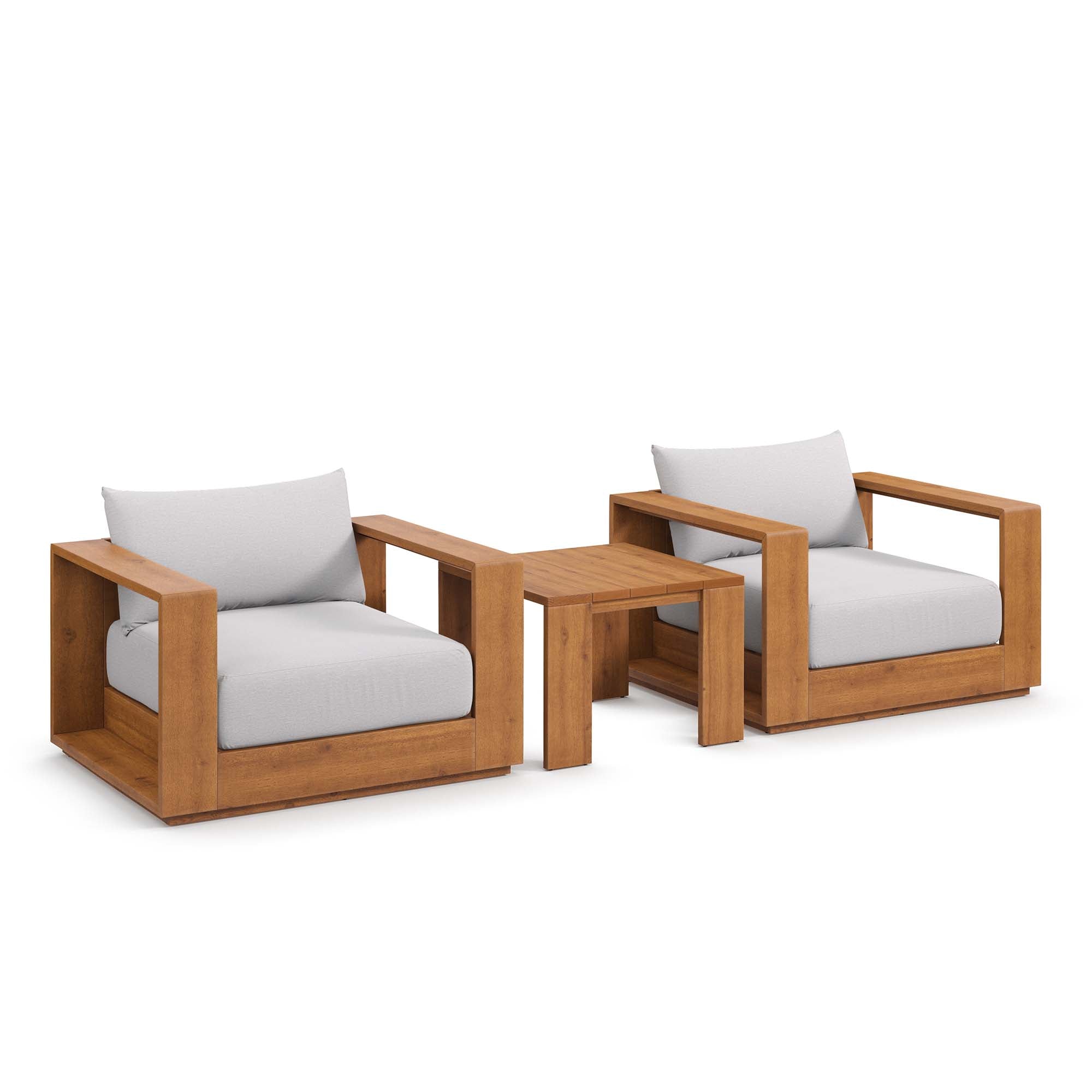 Modway Tahoe 3-Piece Outdoor Patio Acacia Wood Furniture Set