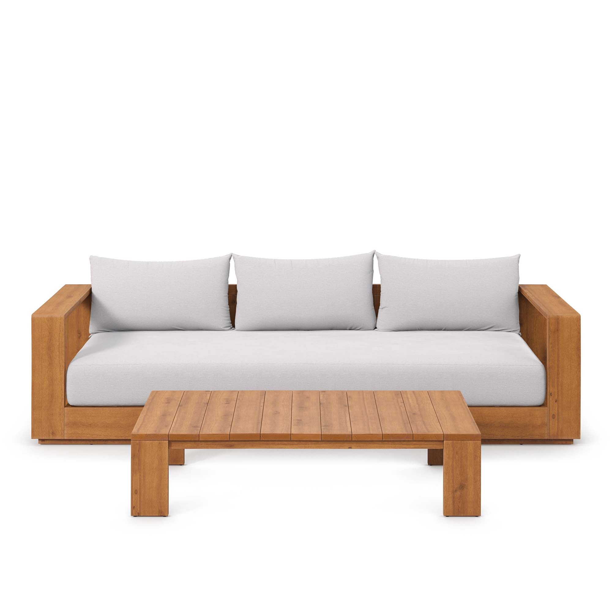 Modway Tahoe 2-Piece Outdoor Patio Acacia Wood Sofa and Coffee Table Set