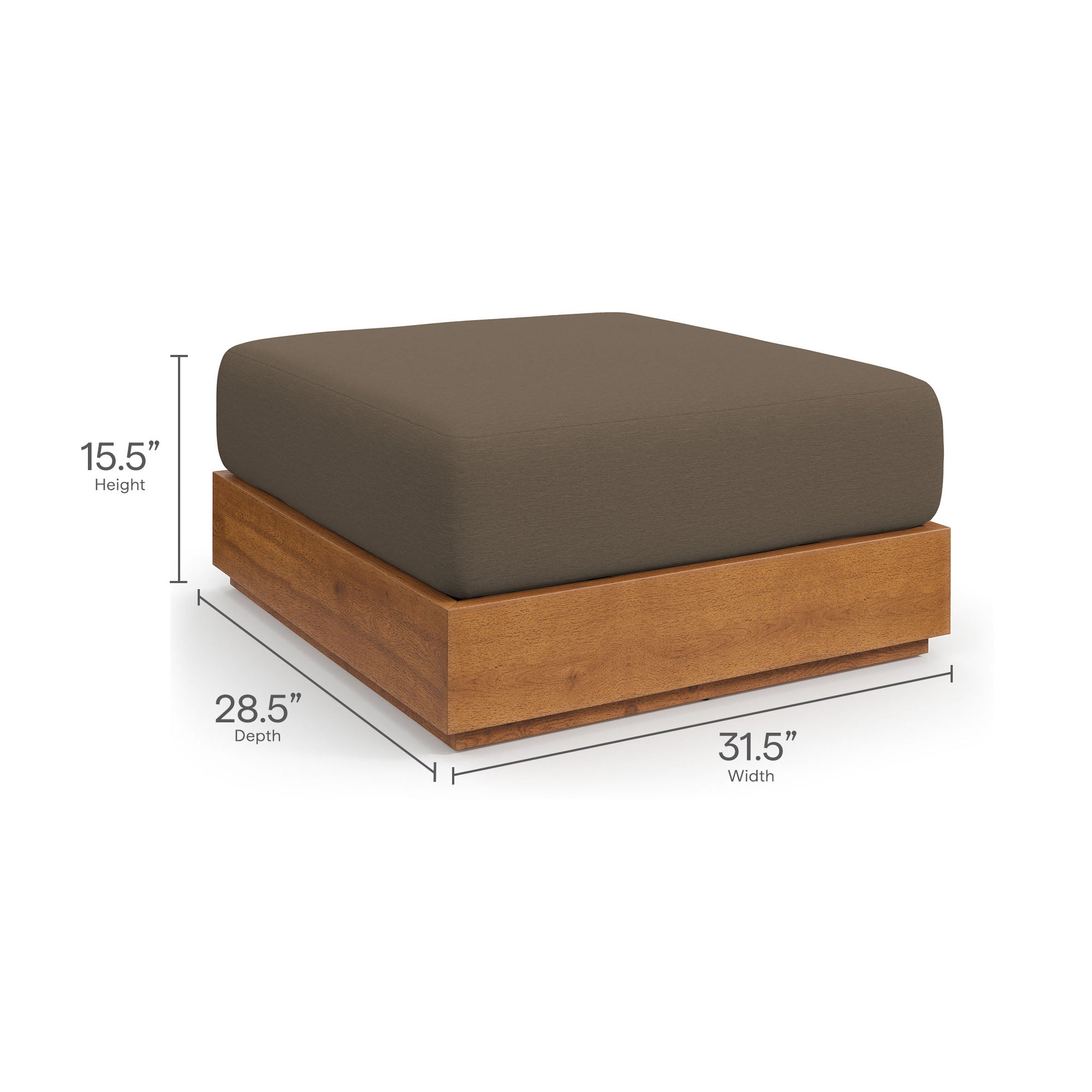 Modway Tahoe 2-Piece Outdoor Patio Acacia Wood Armchair and Ottoman Set