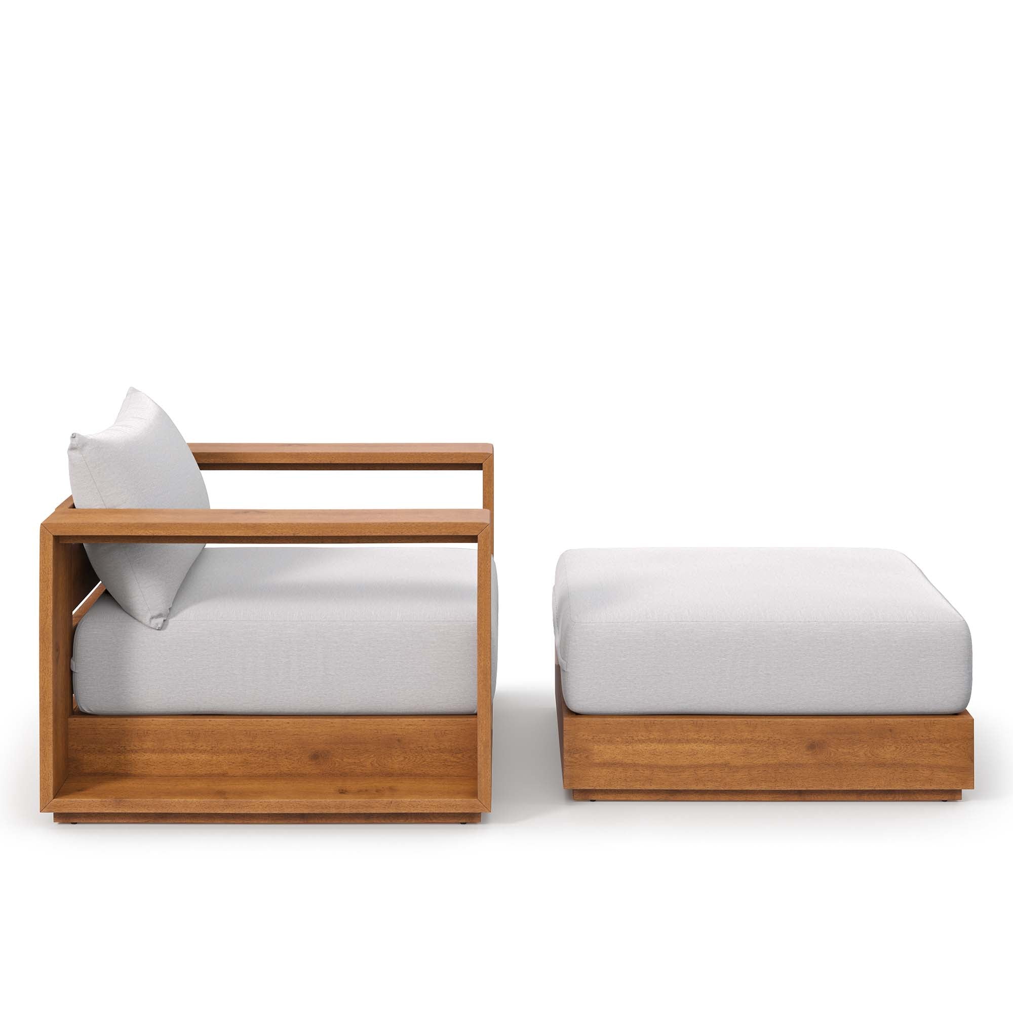 Modway Tahoe 2-Piece Outdoor Patio Acacia Wood Armchair and Ottoman Set