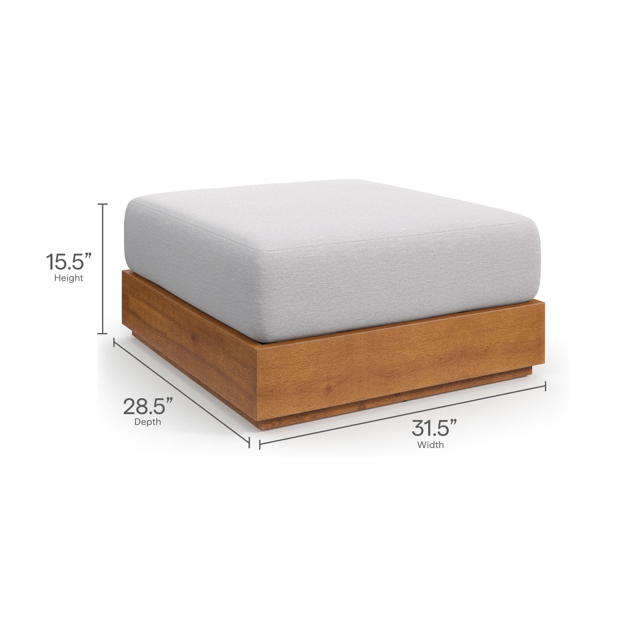 Modway Tahoe 2-Piece Outdoor Patio Acacia Wood Armchair and Ottoman Set