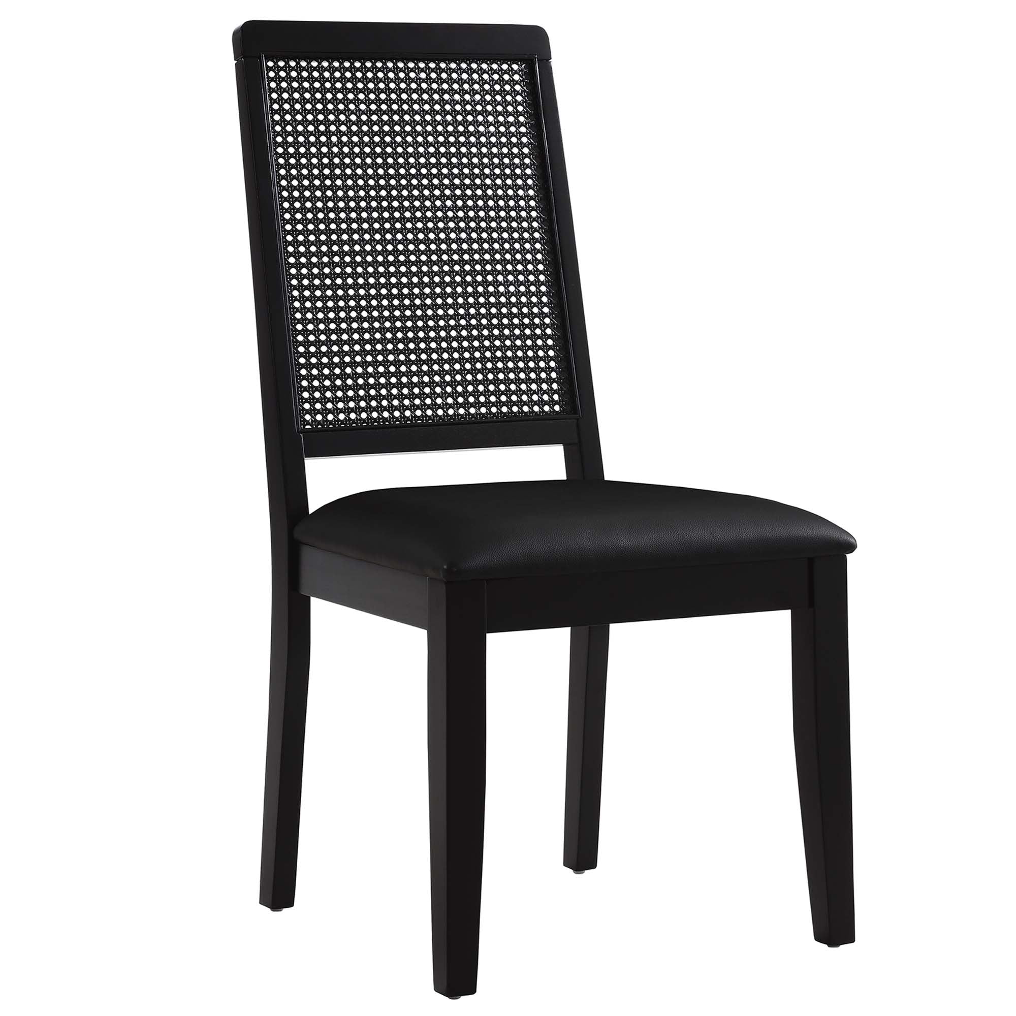 Modway Arlo Vegan Leather Upholstered Faux Rattan and Wood Dining Side Chairs Set of 2