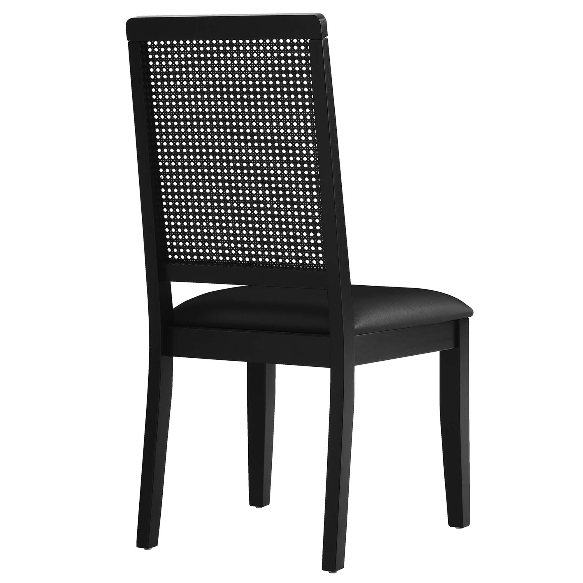 Modway Arlo Vegan Leather Upholstered Faux Rattan and Wood Dining Side Chairs Set of 2