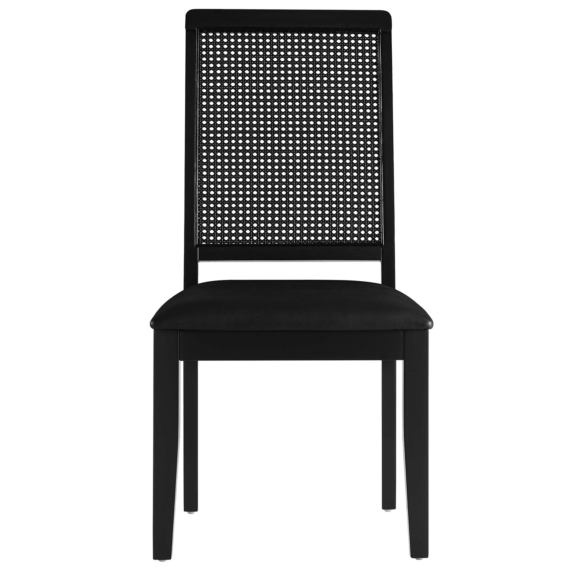 Modway Arlo Vegan Leather Upholstered Faux Rattan and Wood Dining Side Chairs Set of 2