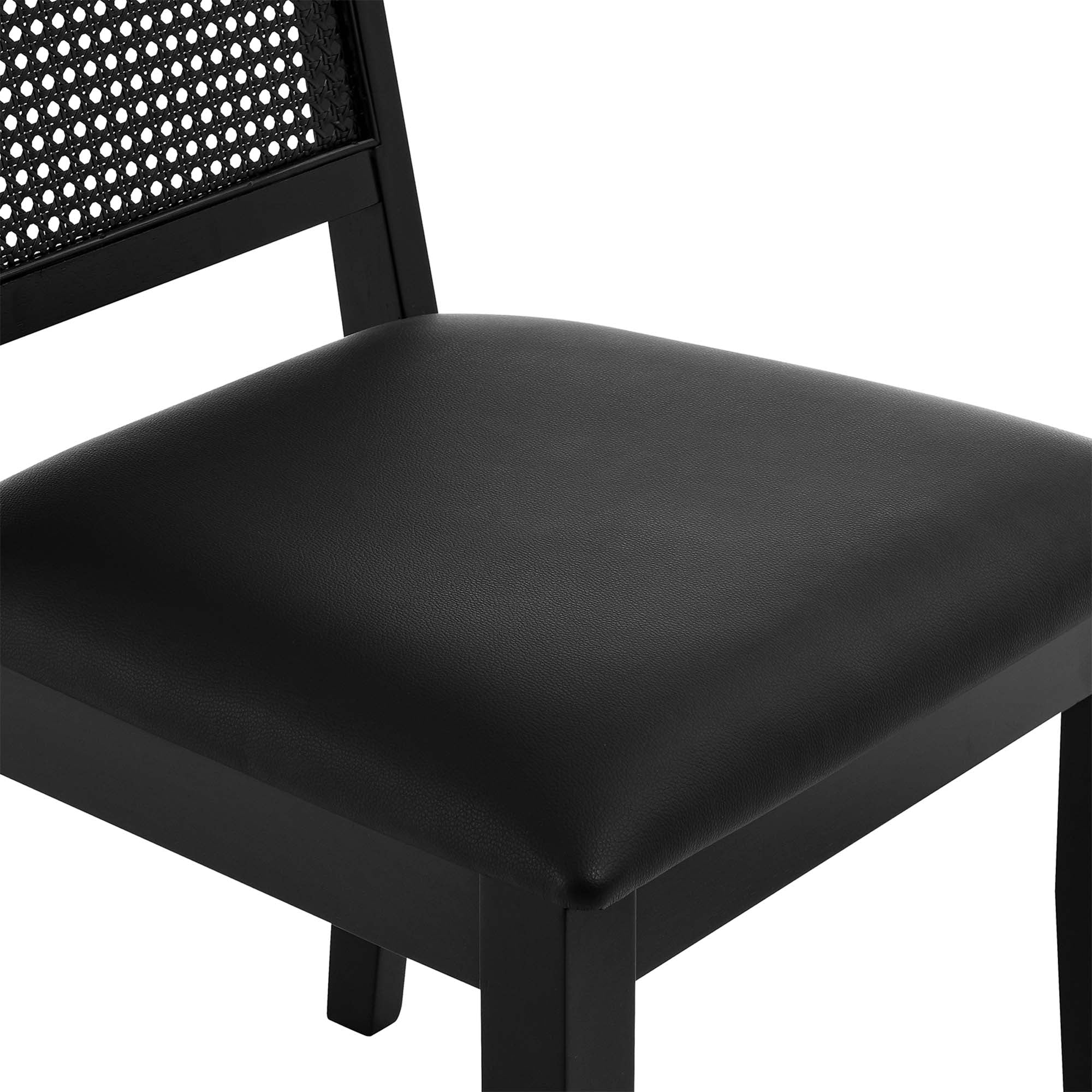 Modway Arlo Vegan Leather Upholstered Faux Rattan and Wood Dining Side Chairs Set of 2