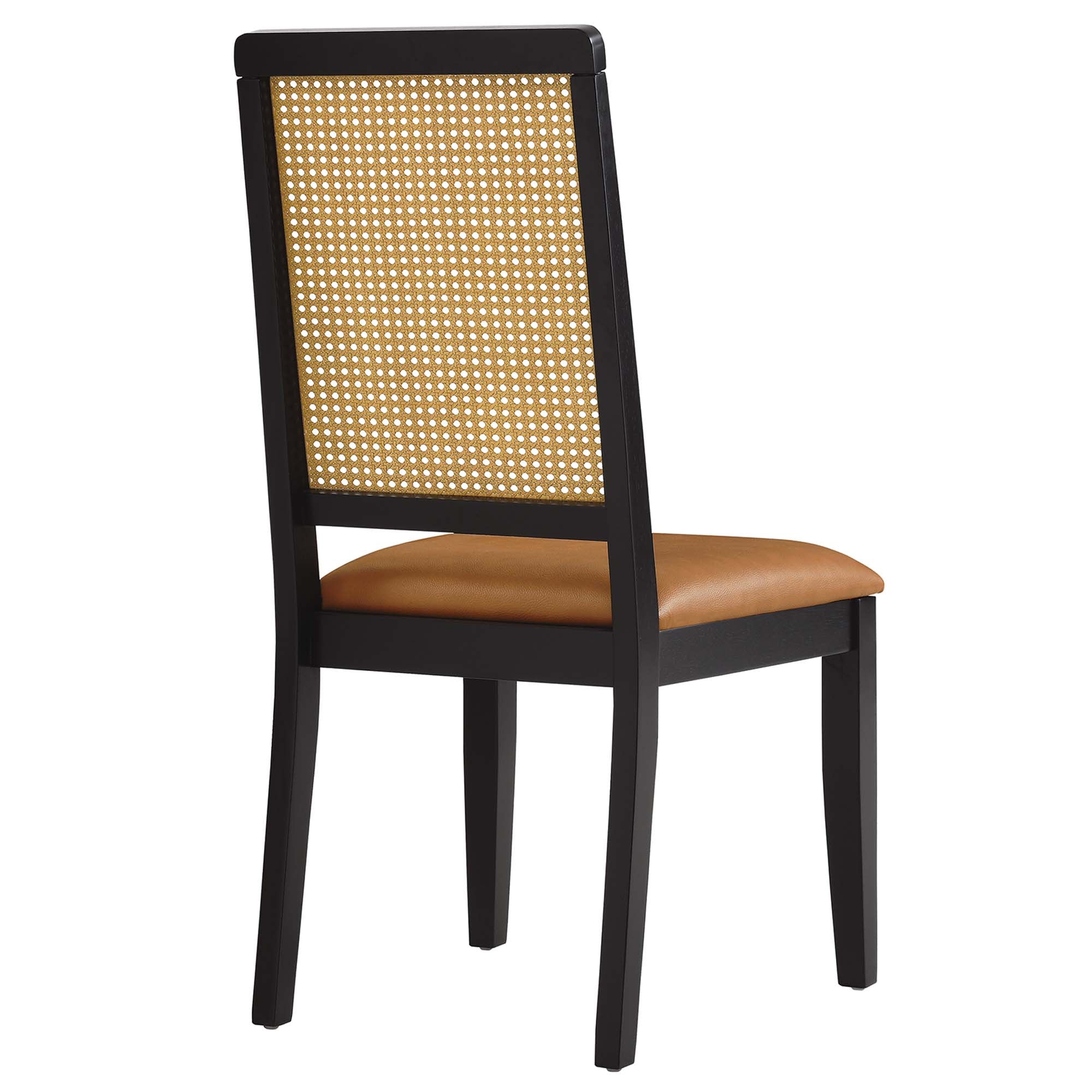 Modway Arlo Vegan Leather Upholstered Faux Rattan and Wood Dining Side Chairs Set of 2