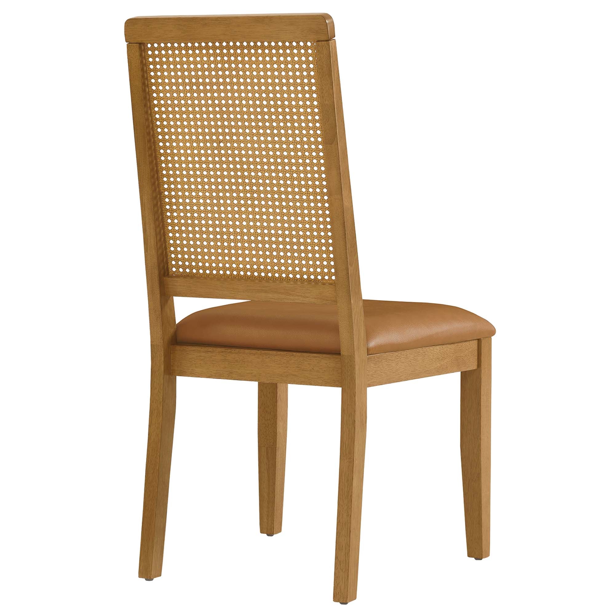Modway Arlo Vegan Leather Upholstered Faux Rattan and Wood Dining Side Chairs Set of 2