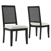 Modway Arlo Faux Rattan and Wood Dining Side Chairs Set of 2