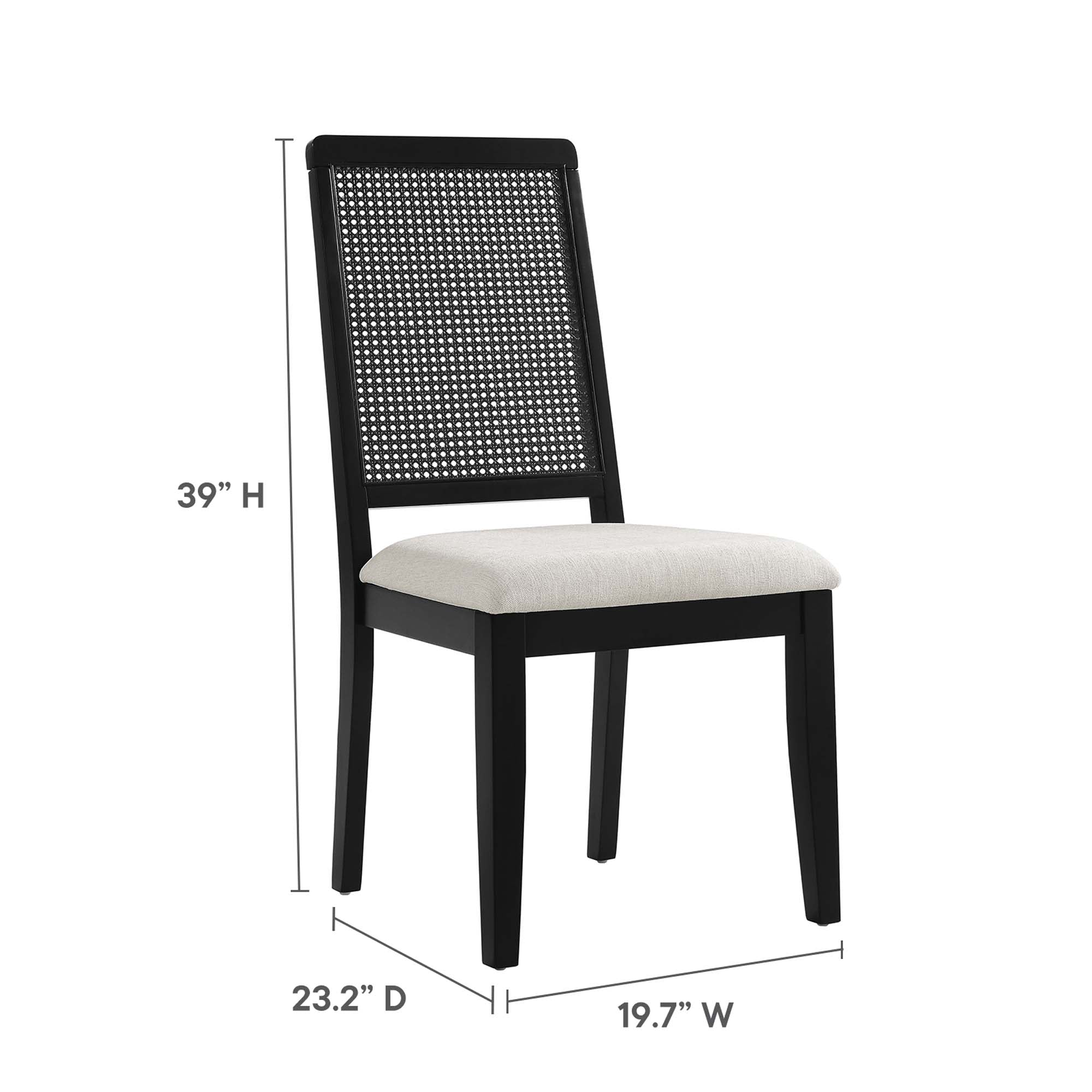Modway Arlo Faux Rattan and Wood Dining Side Chairs Set of 2