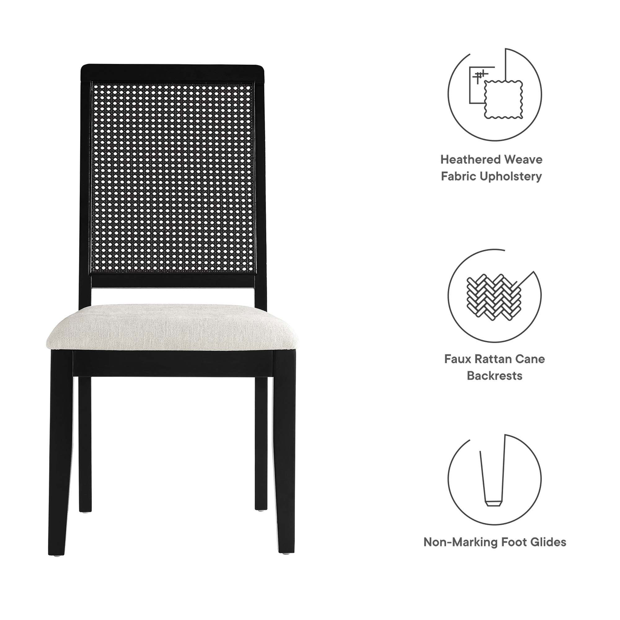 Modway Arlo Faux Rattan and Wood Dining Side Chairs Set of 2