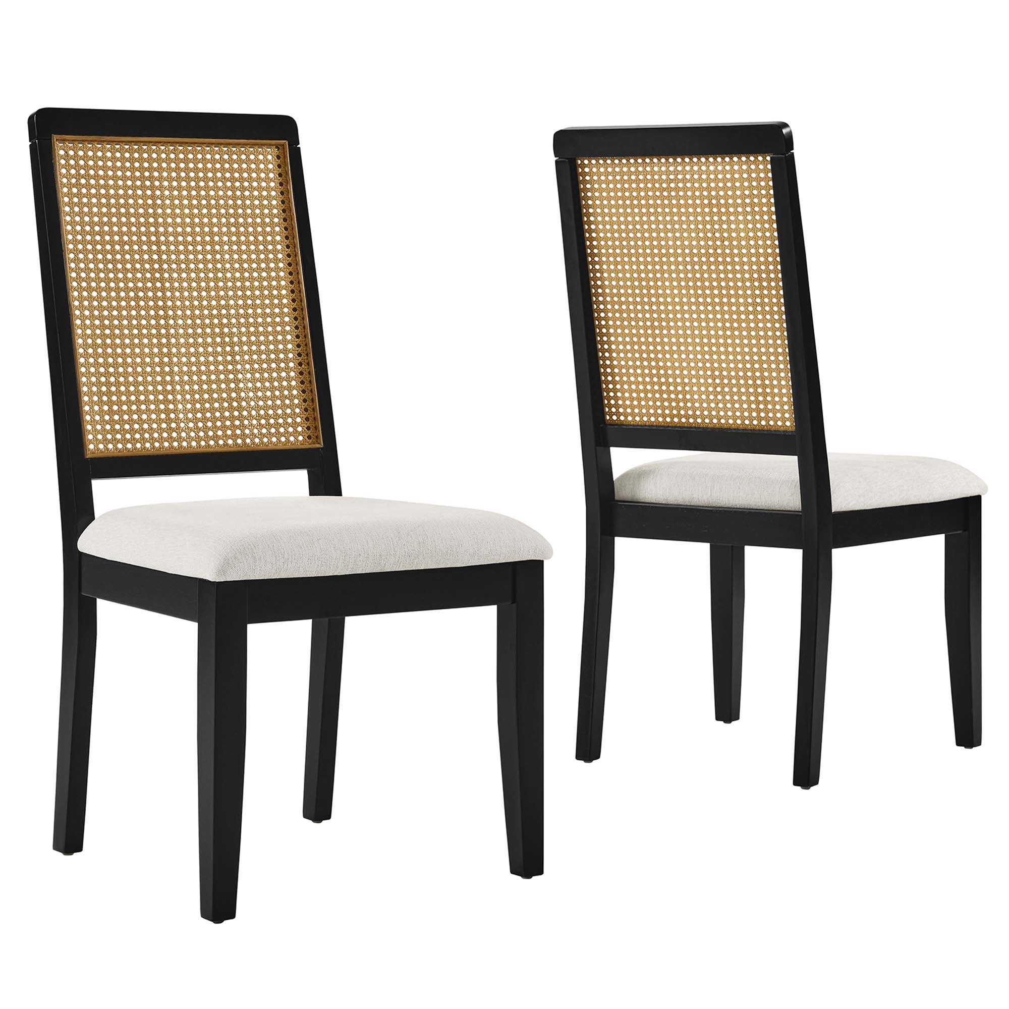 Modway Arlo Faux Rattan and Wood Dining Side Chairs Set of 2