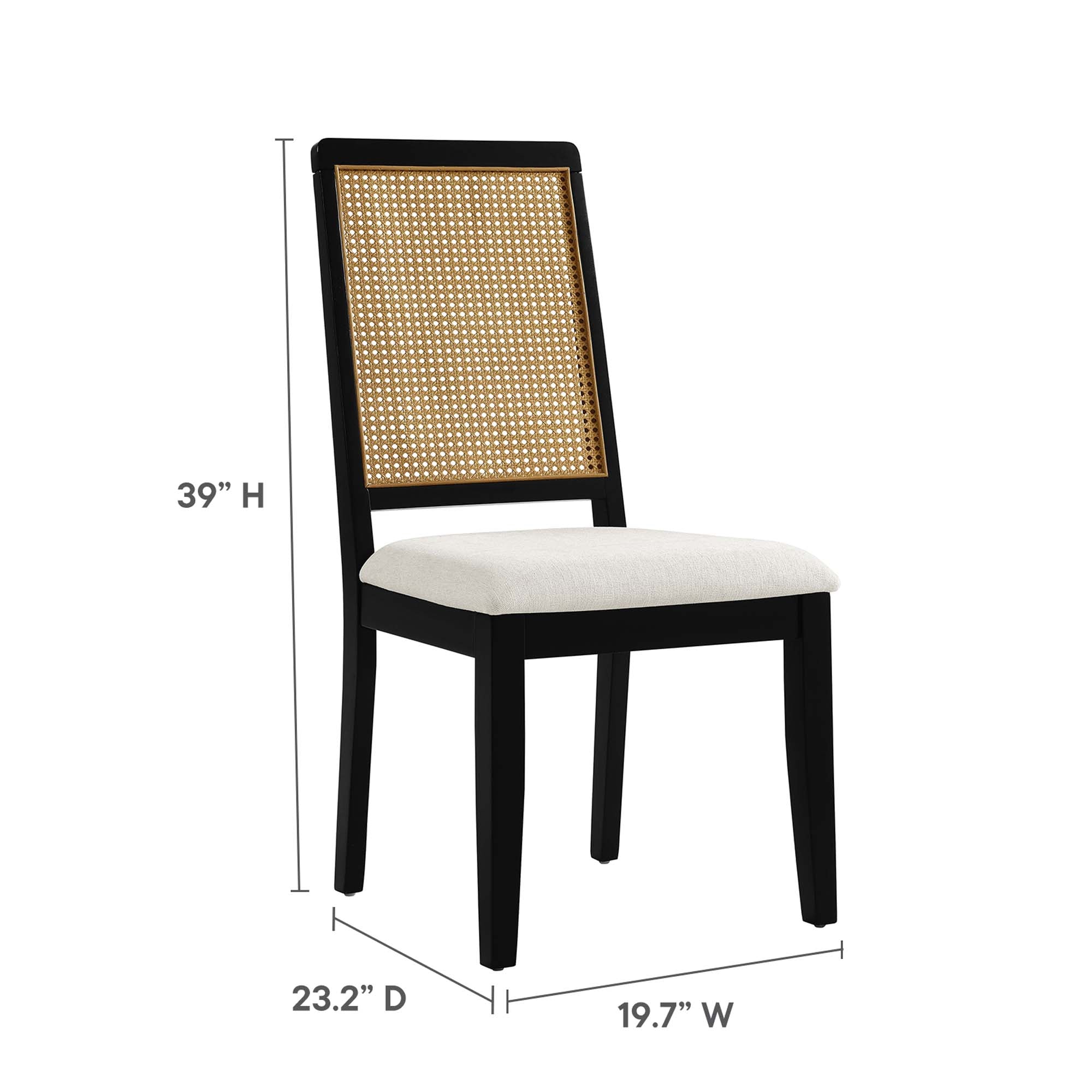 Modway Arlo Faux Rattan and Wood Dining Side Chairs Set of 2