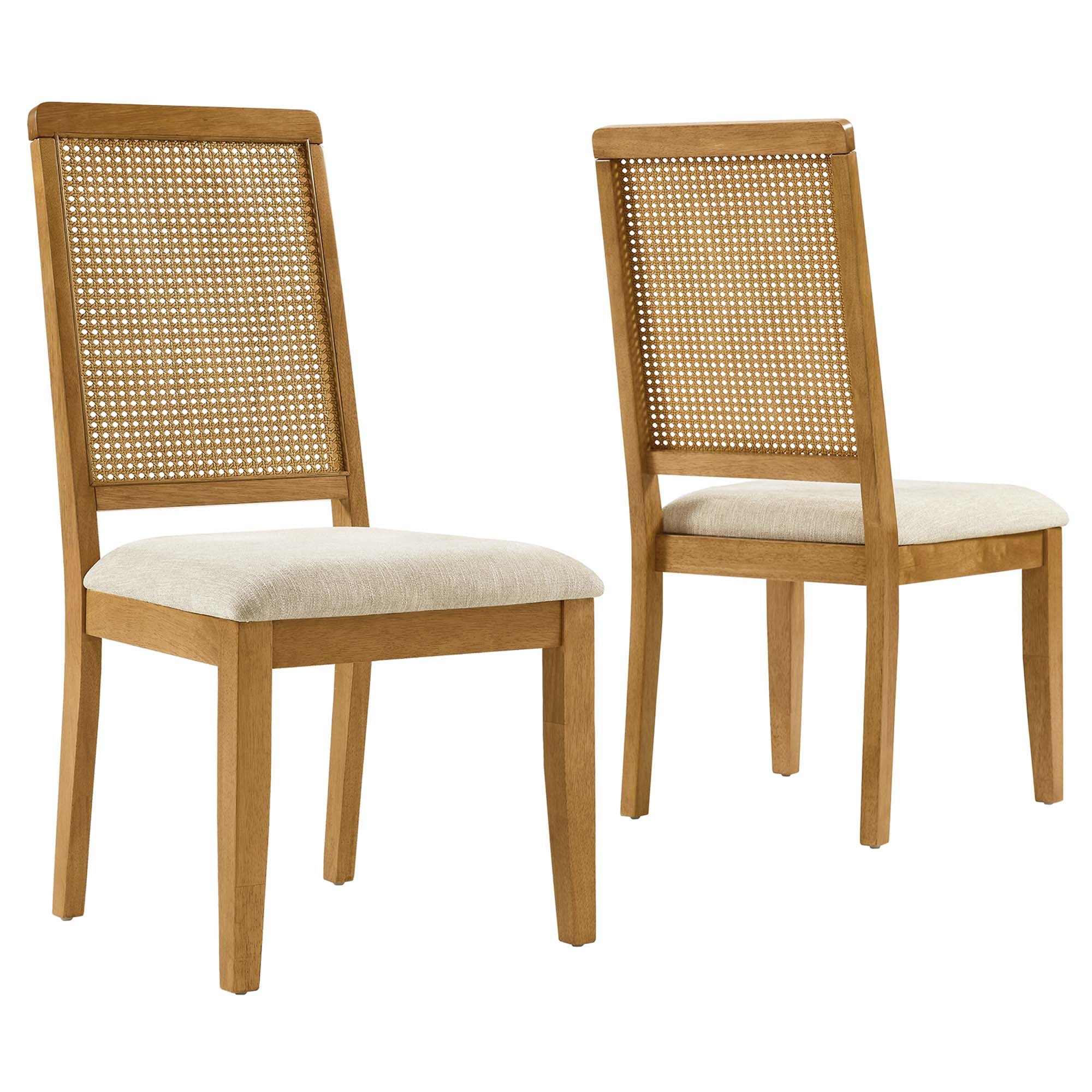 Modway Arlo Faux Rattan and Wood Dining Side Chairs Set of 2