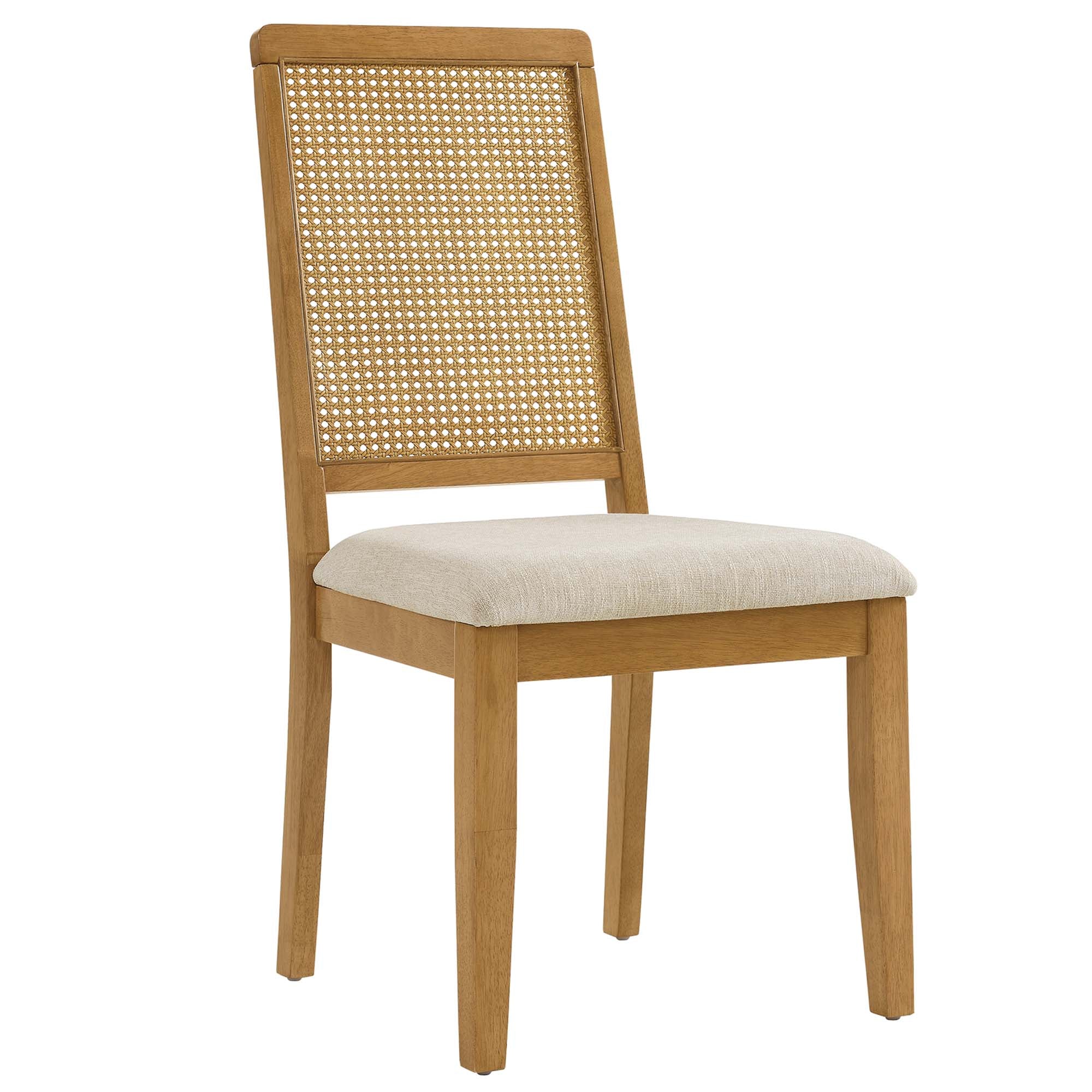 Modway Arlo Faux Rattan and Wood Dining Side Chairs Set of 2