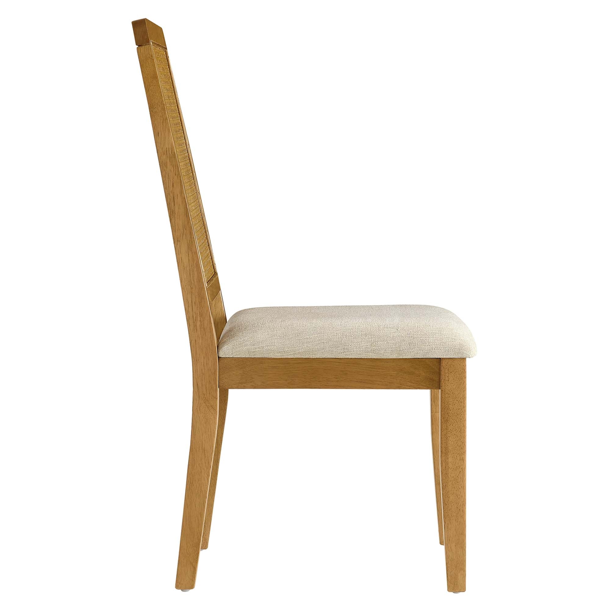 Modway Arlo Faux Rattan and Wood Dining Side Chairs Set of 2