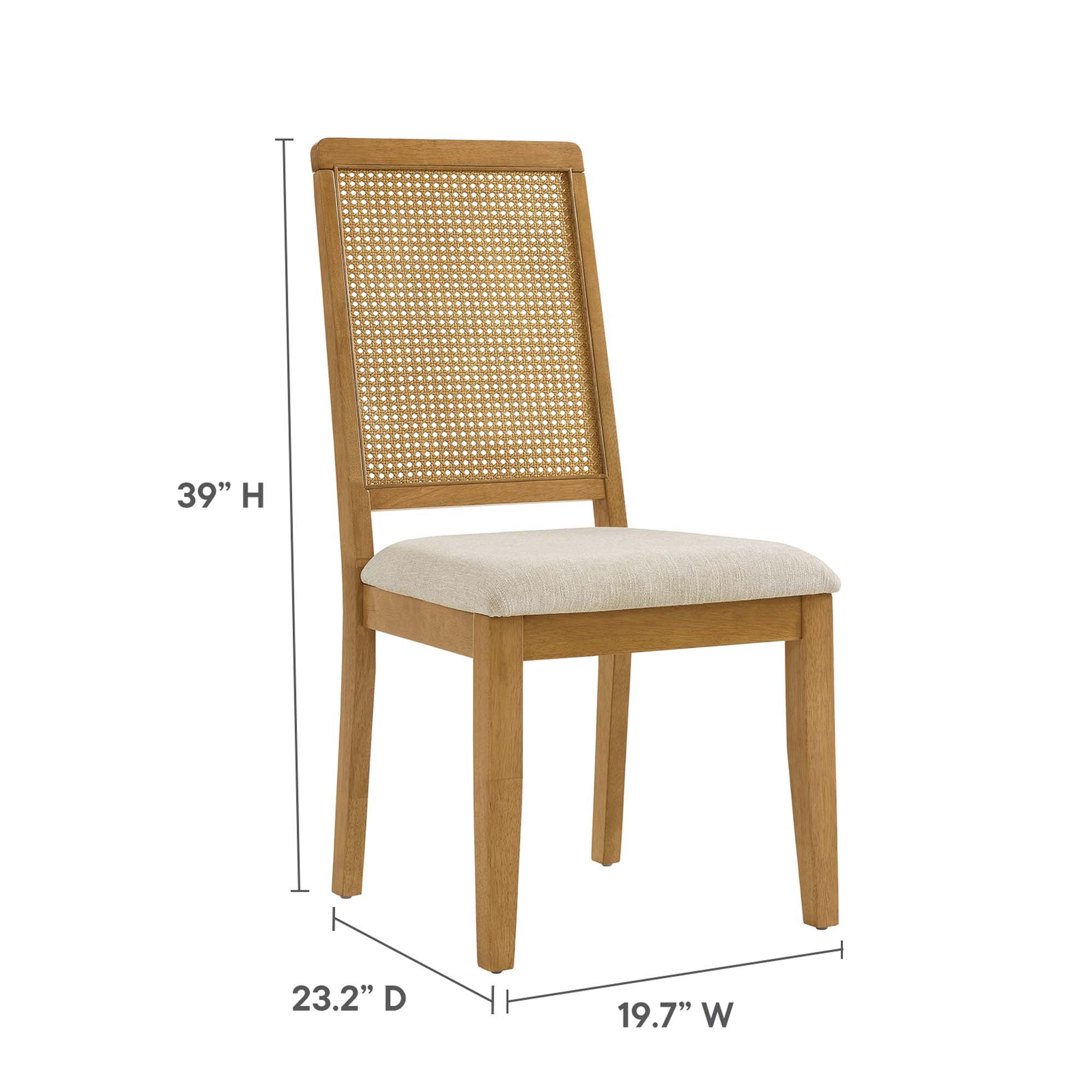 Modway Arlo Faux Rattan and Wood Dining Side Chairs Set of 2