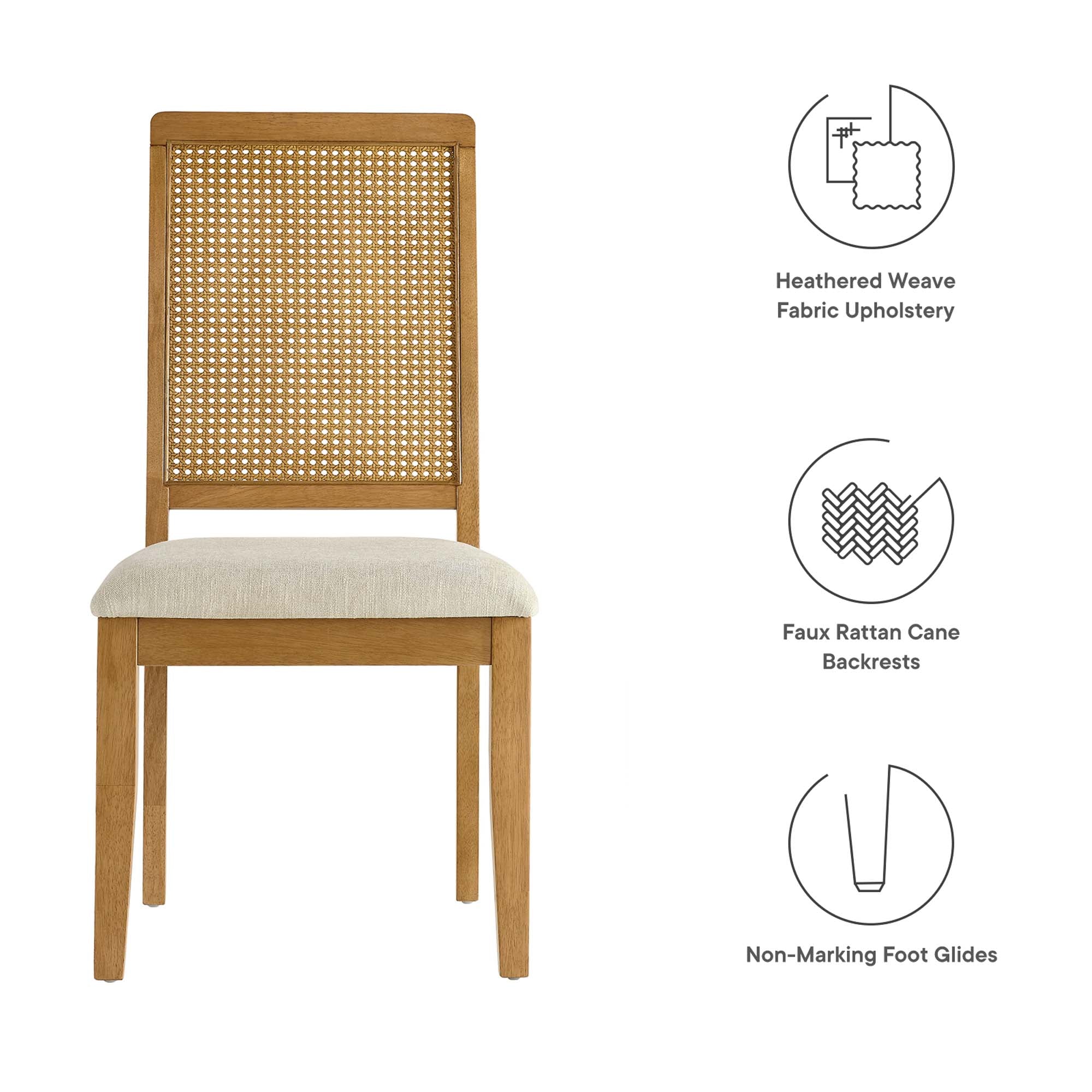 Modway Arlo Faux Rattan and Wood Dining Side Chairs Set of 2
