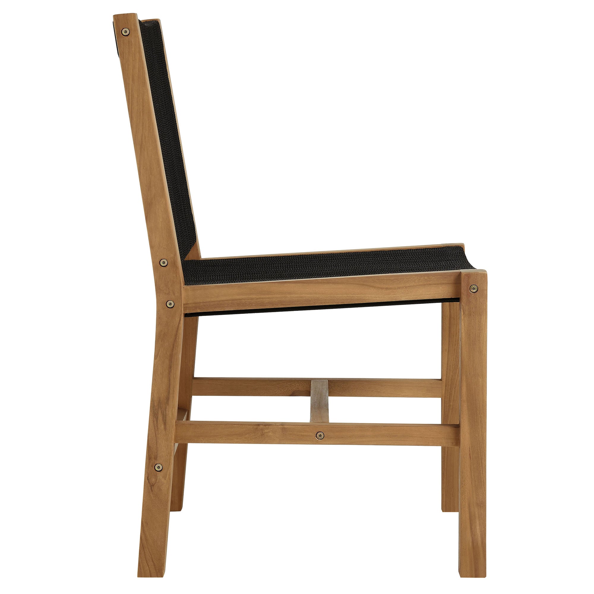 Modway Vienna 3-Piece Outdoor Patio Teak and Rope Dining Set with Armless Chiars