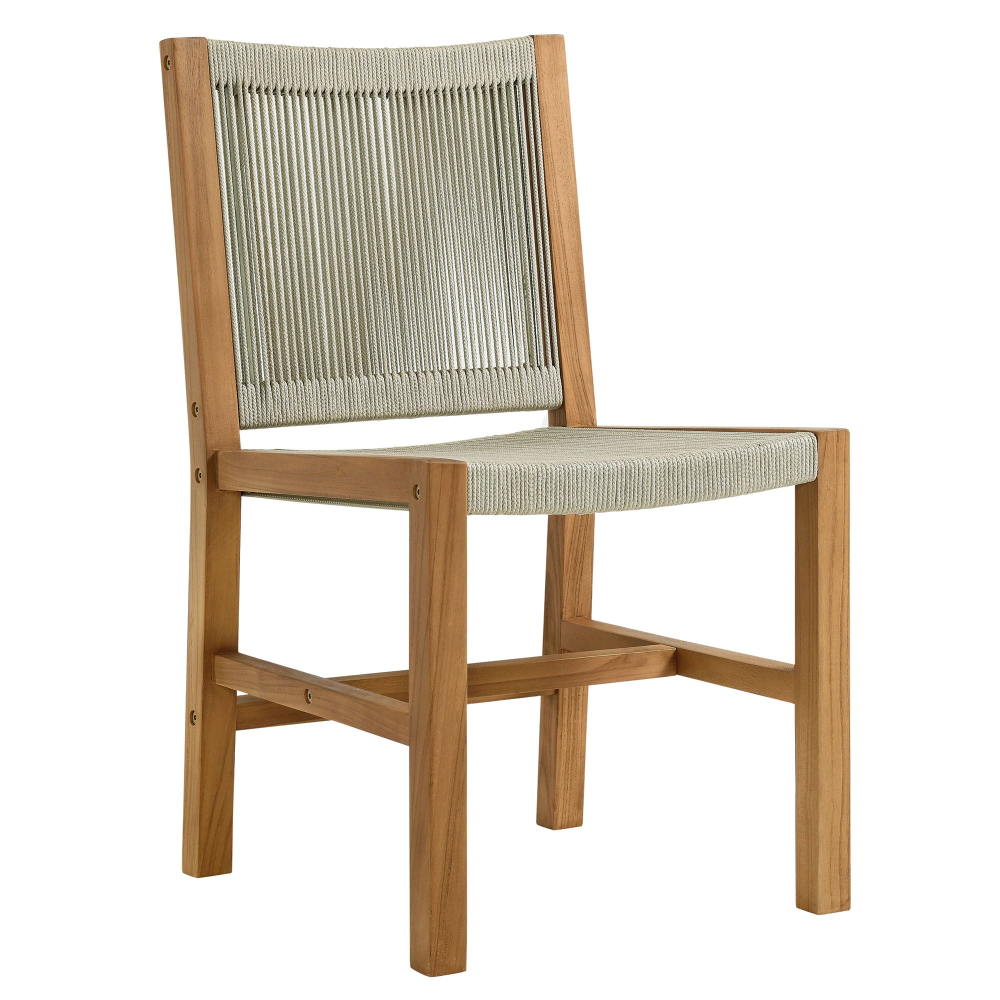 Modway Vienna 3-Piece Outdoor Patio Teak and Rope Dining Set with Armless Chiars