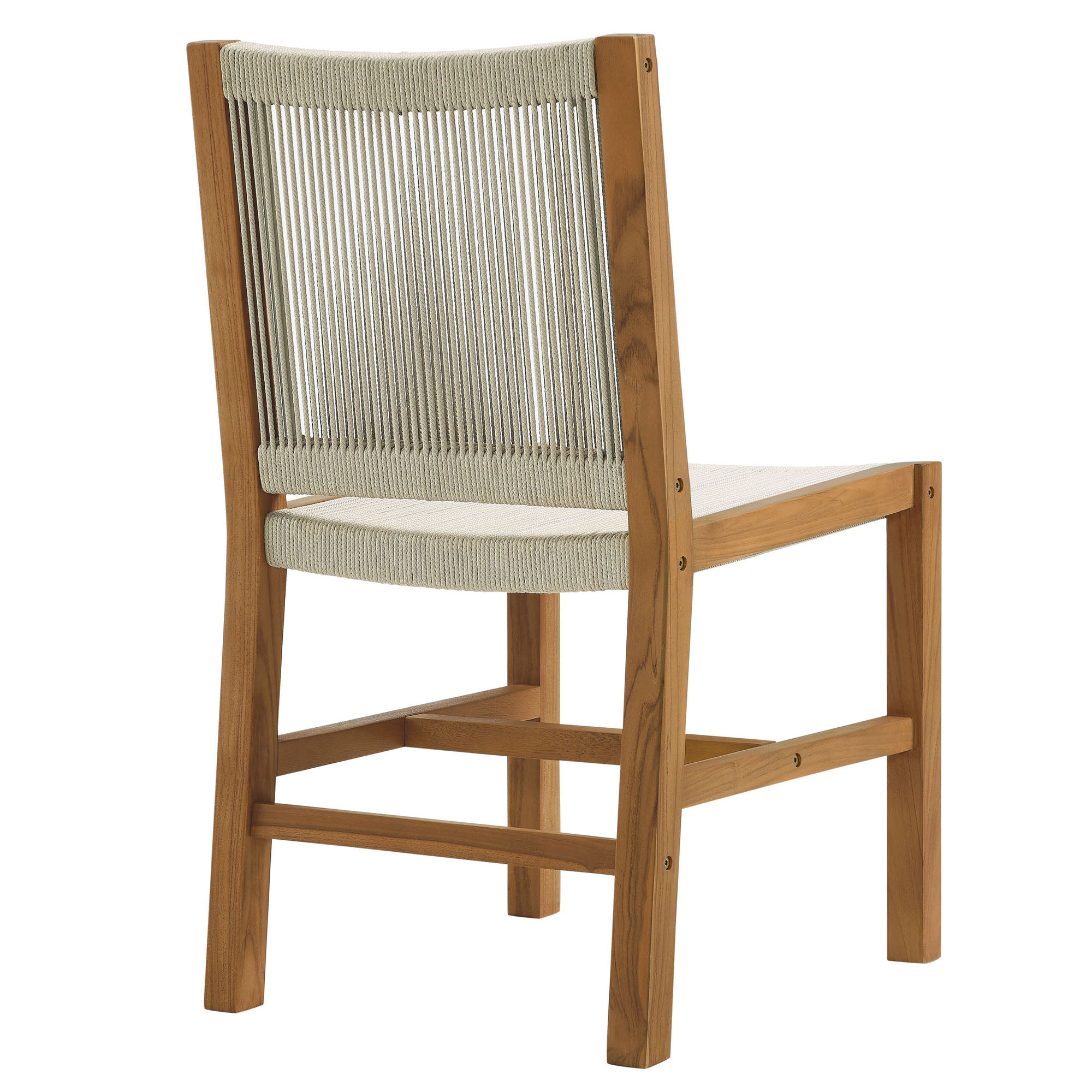 Modway Vienna Outdoor Patio Teak and Rope Armless Dining Chairs Set of 2