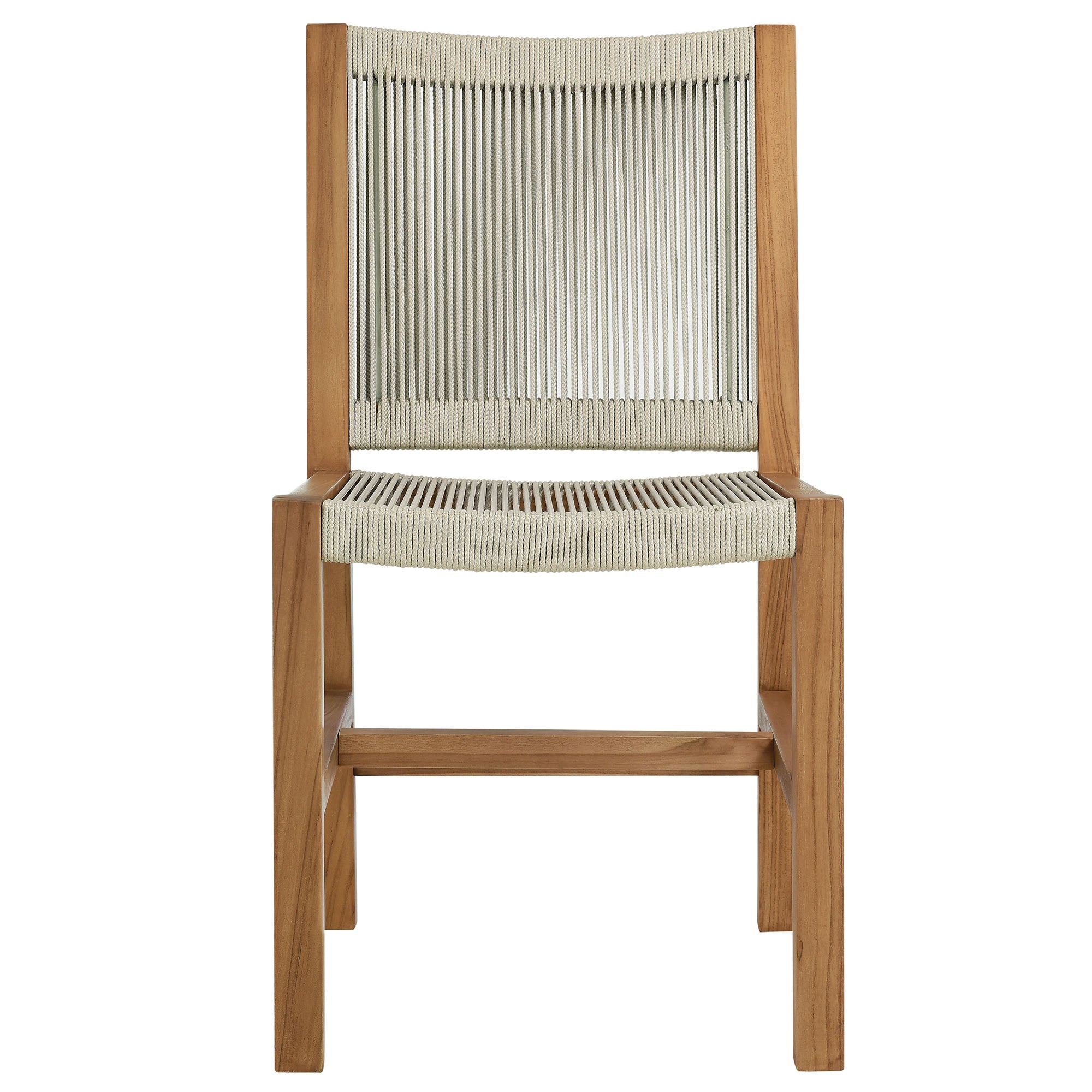 Modway Vienna 3-Piece Outdoor Patio Teak and Rope Dining Set with Armless Chiars