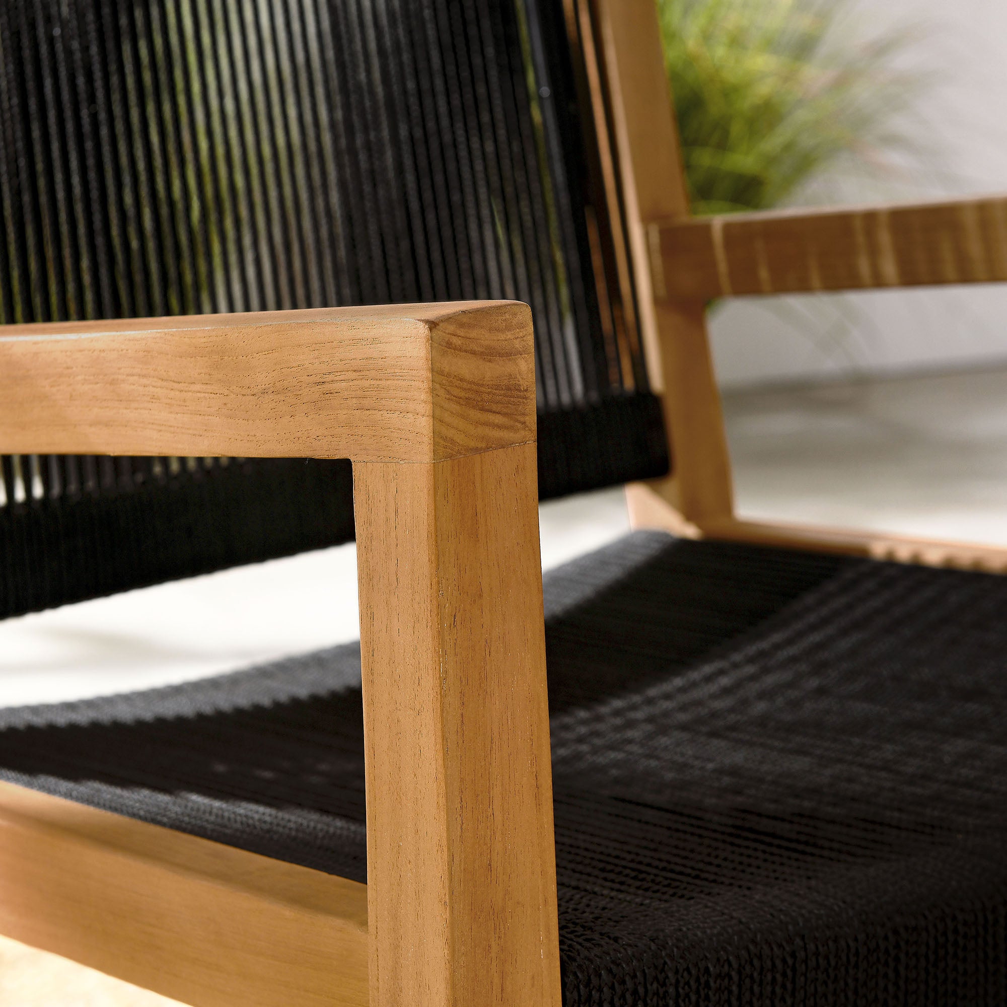 Modway Vienna Outdoor Patio Teak and Rope Dining Armchairs Set of 2