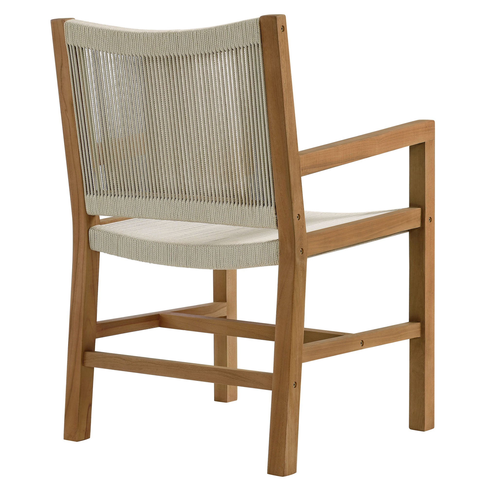 Modway Vienna Outdoor Patio Teak and Rope Dining Armchairs Set of 2