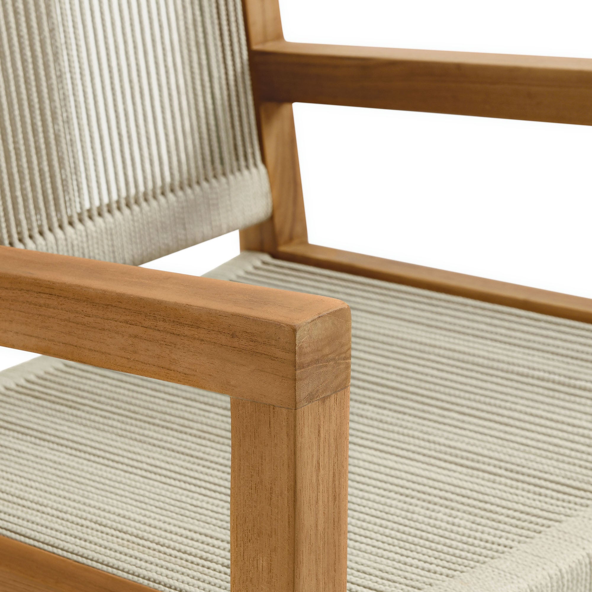 Modway Vienna Outdoor Patio Teak and Rope Dining Armchairs Set of 2