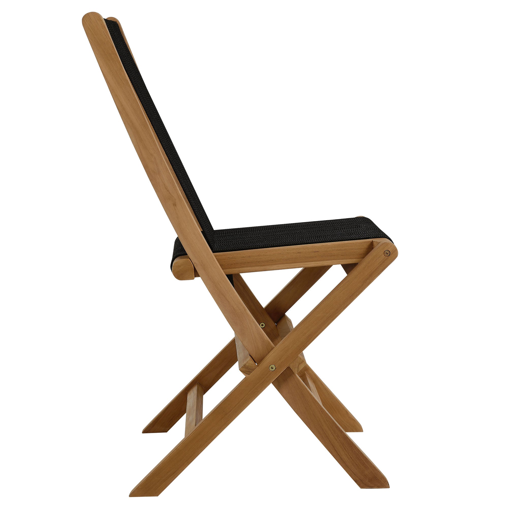 Modway Vienna 2-Piece Outdoor Patio Teak and Rope Folding Accent Lounge Chair and Ottoman Set