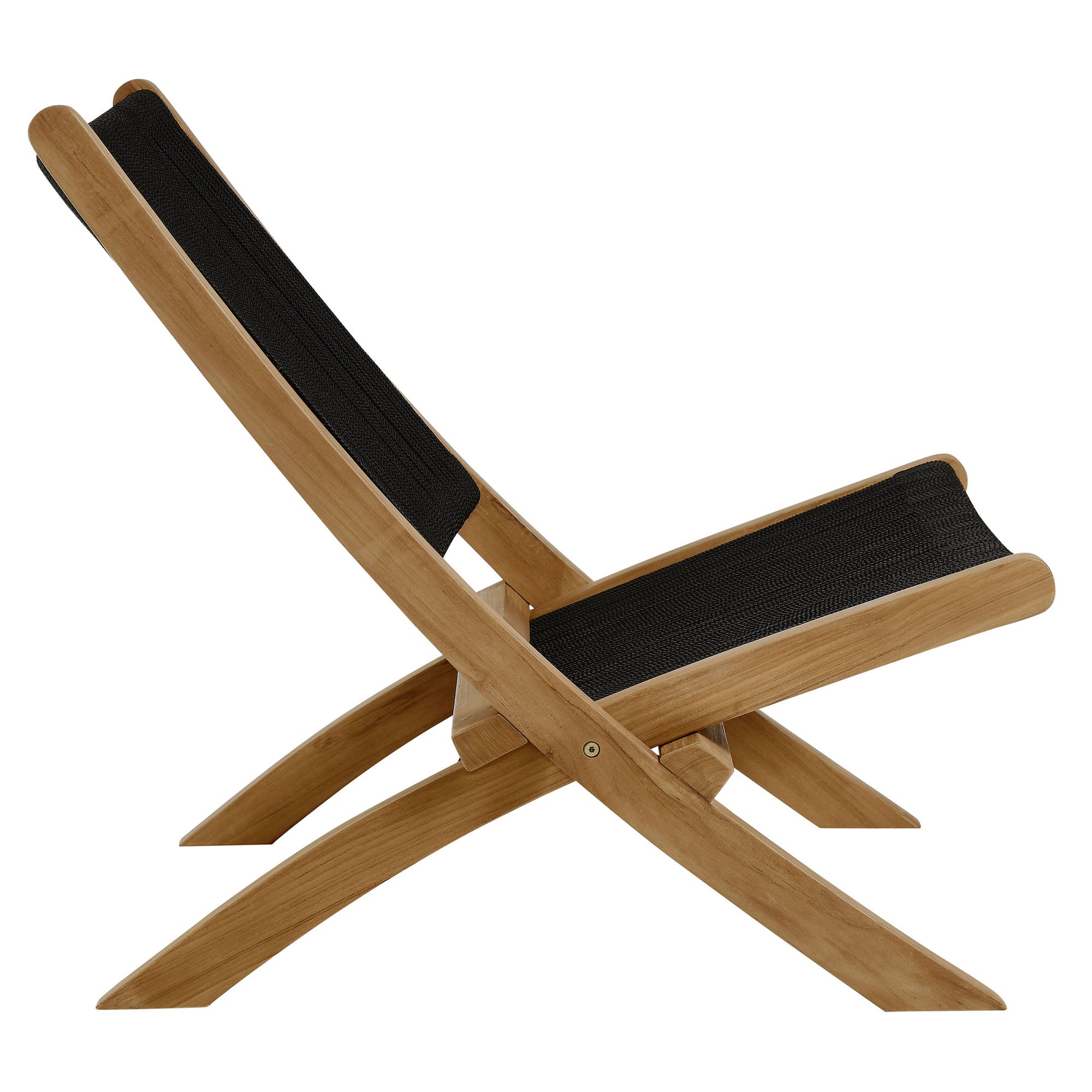 Modway Vienna Outdoor Patio Teak and Rope Folding Accent Lounge Chair