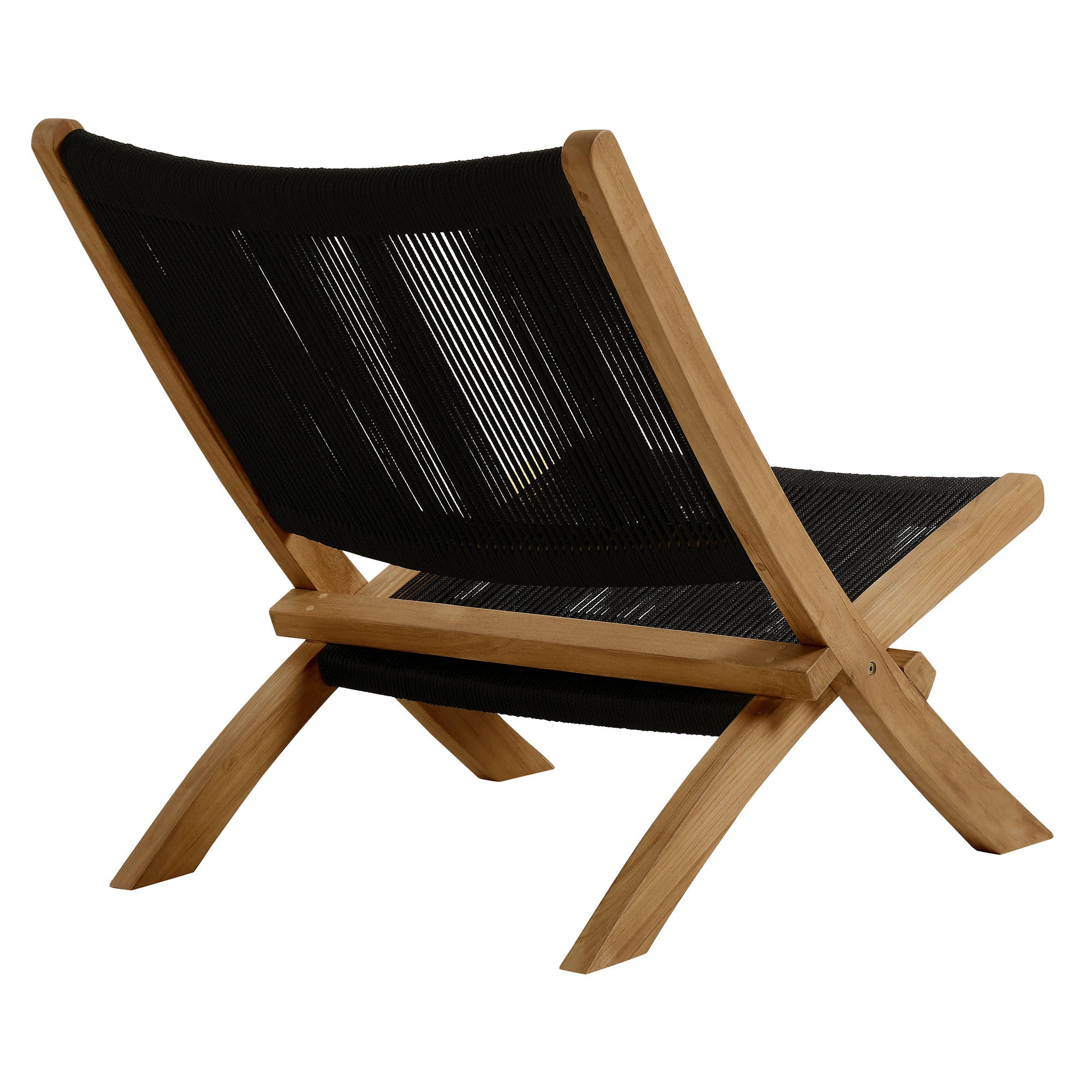 Modway Vienna Outdoor Patio Teak and Rope Folding Accent Lounge Chair