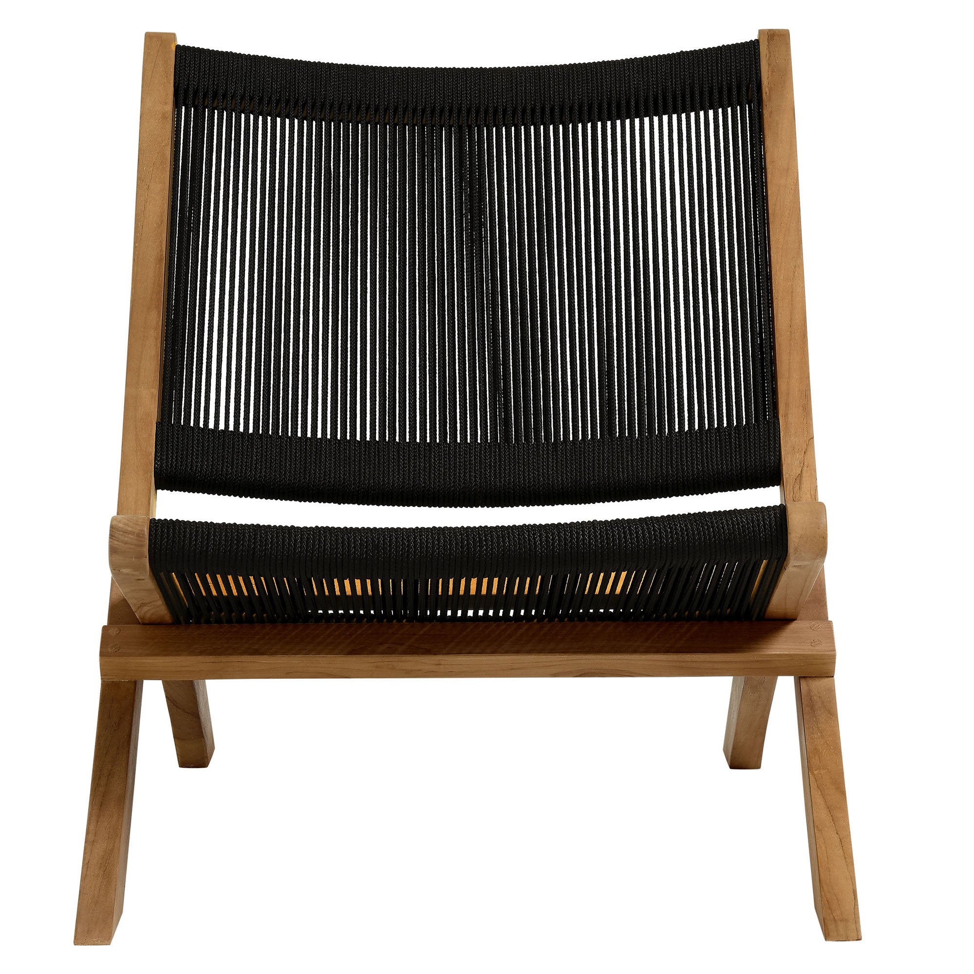 Modway Vienna 3-Piece Outdoor Patio Teak and Rope Folding Lounge Chairs and Side Table