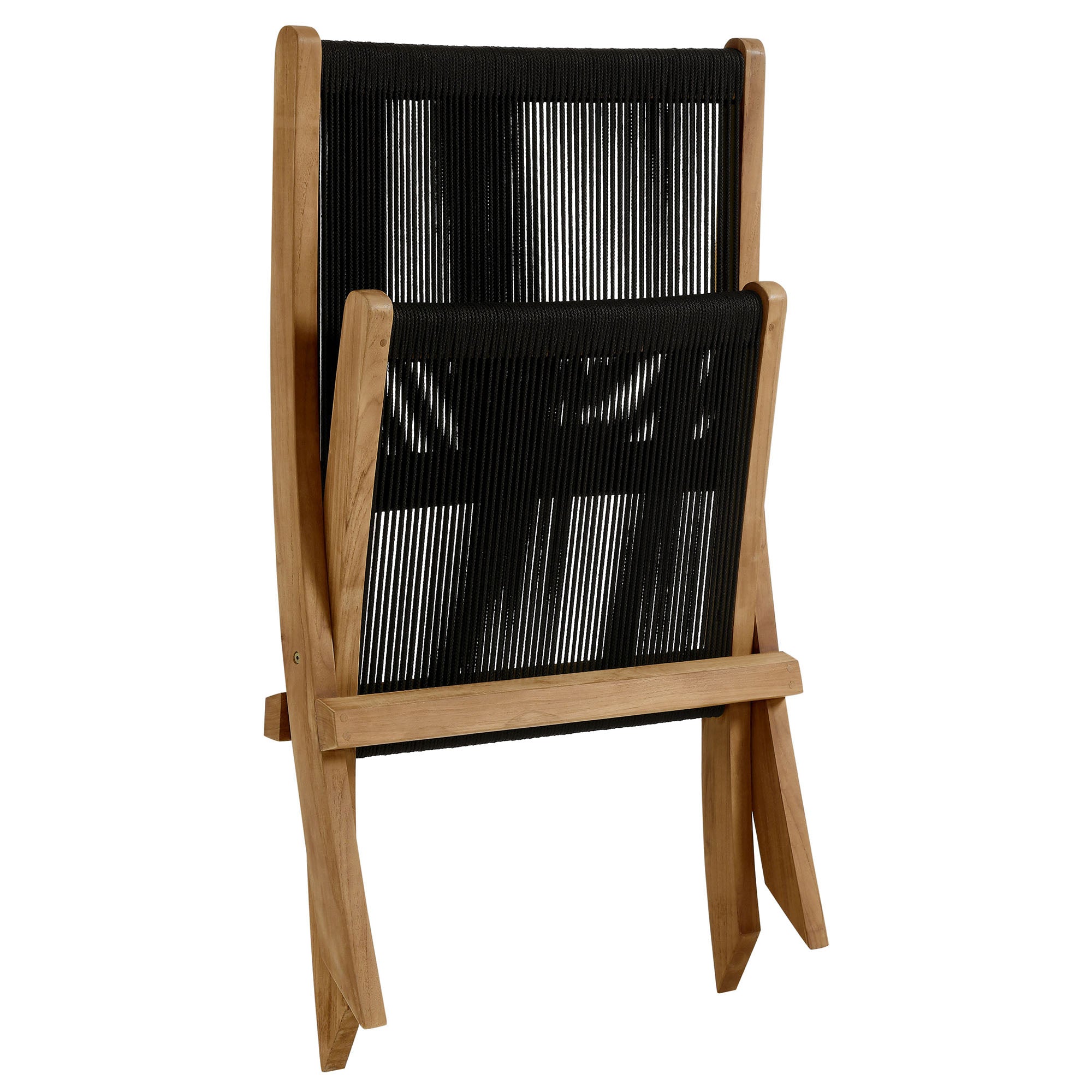 Modway Vienna Outdoor Patio Teak and Rope Folding Accent Lounge Chair