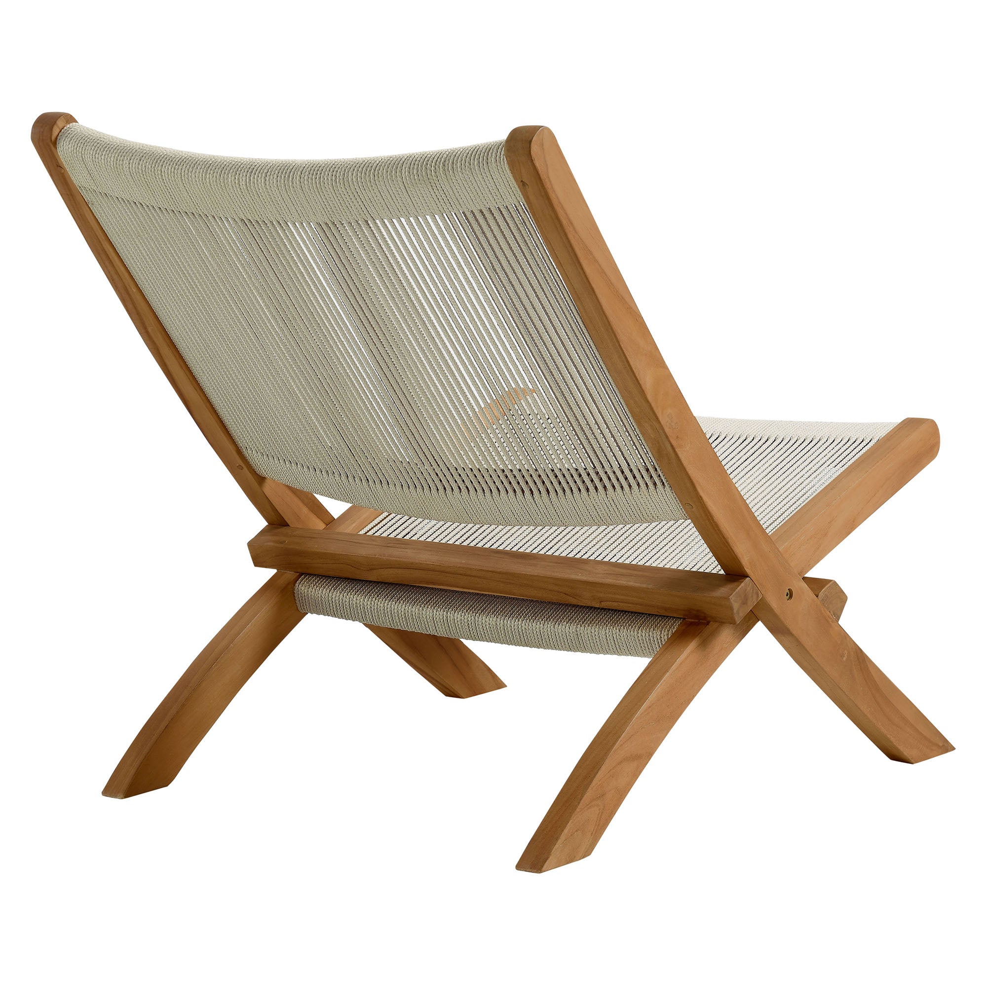 Modway Vienna Outdoor Patio Teak and Rope Folding Accent Lounge Chair