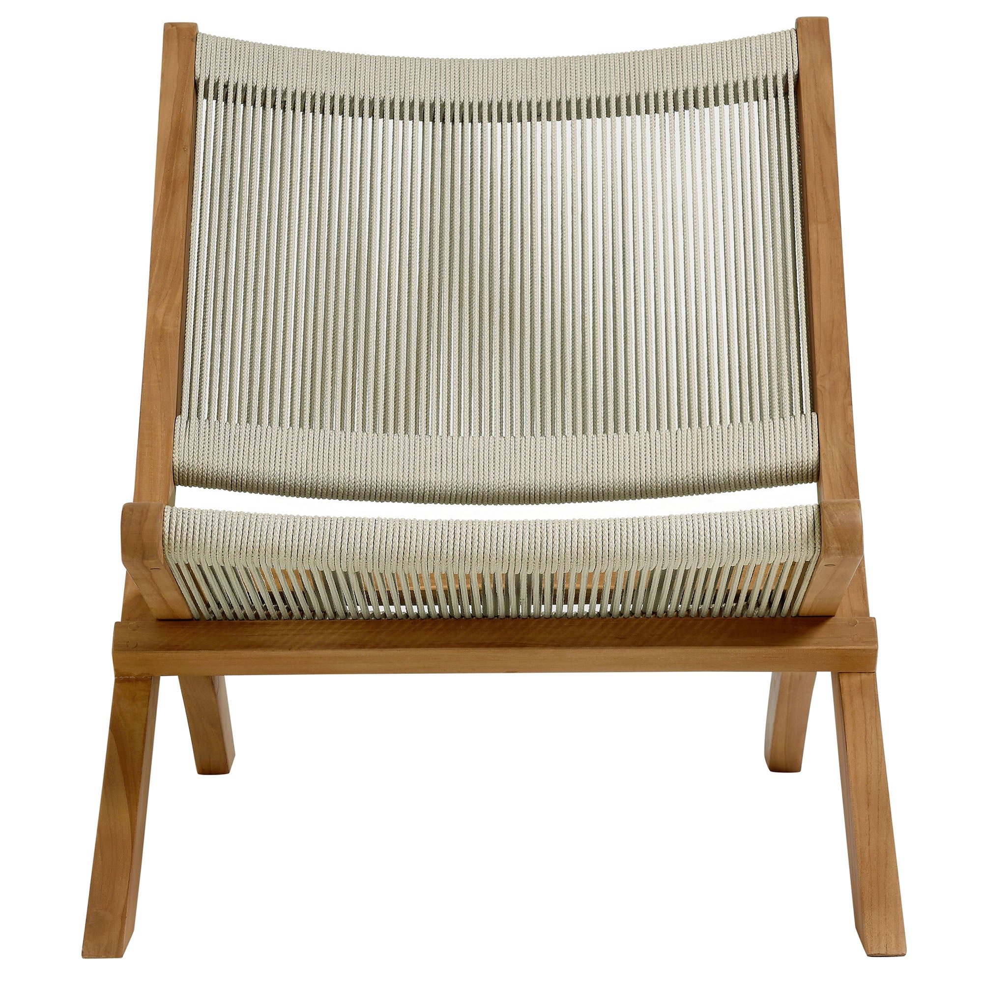Modway Vienna Outdoor Patio Teak and Rope Folding Accent Lounge Chair