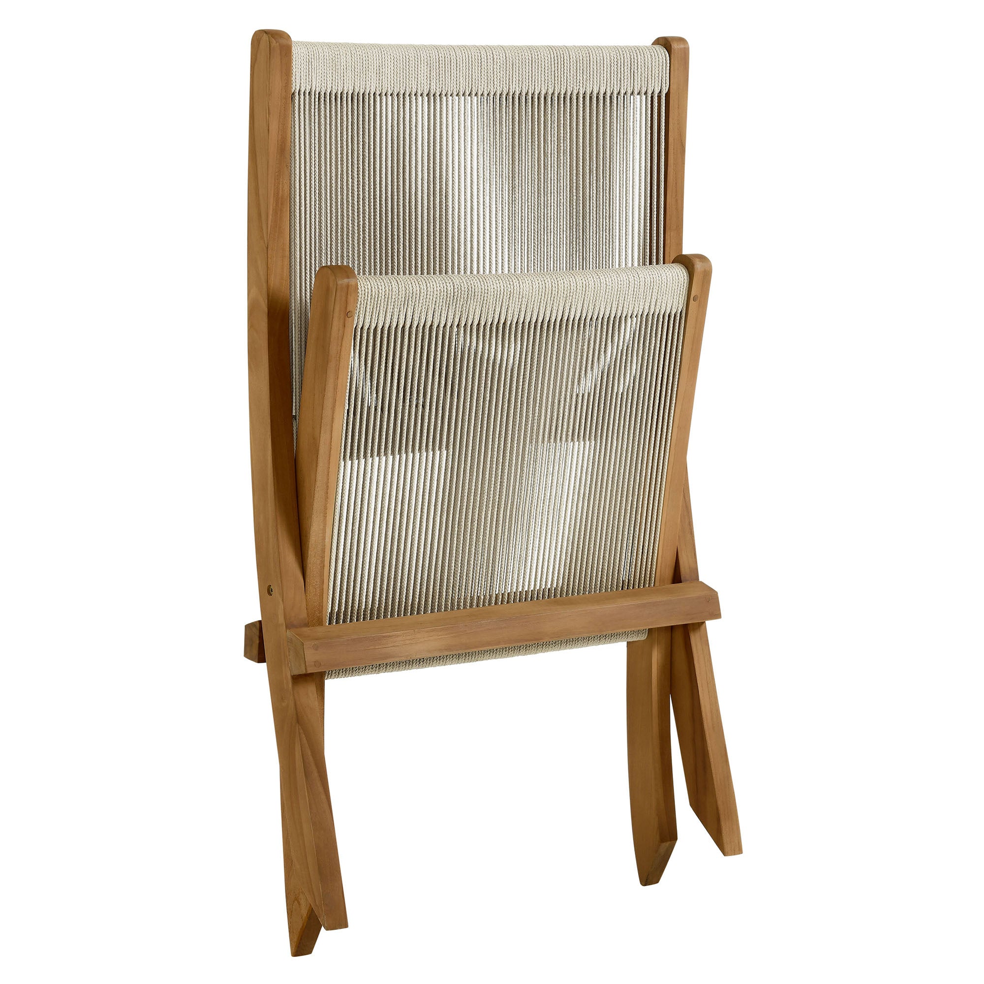 Modway Vienna Outdoor Patio Teak and Rope Folding Accent Lounge Chair