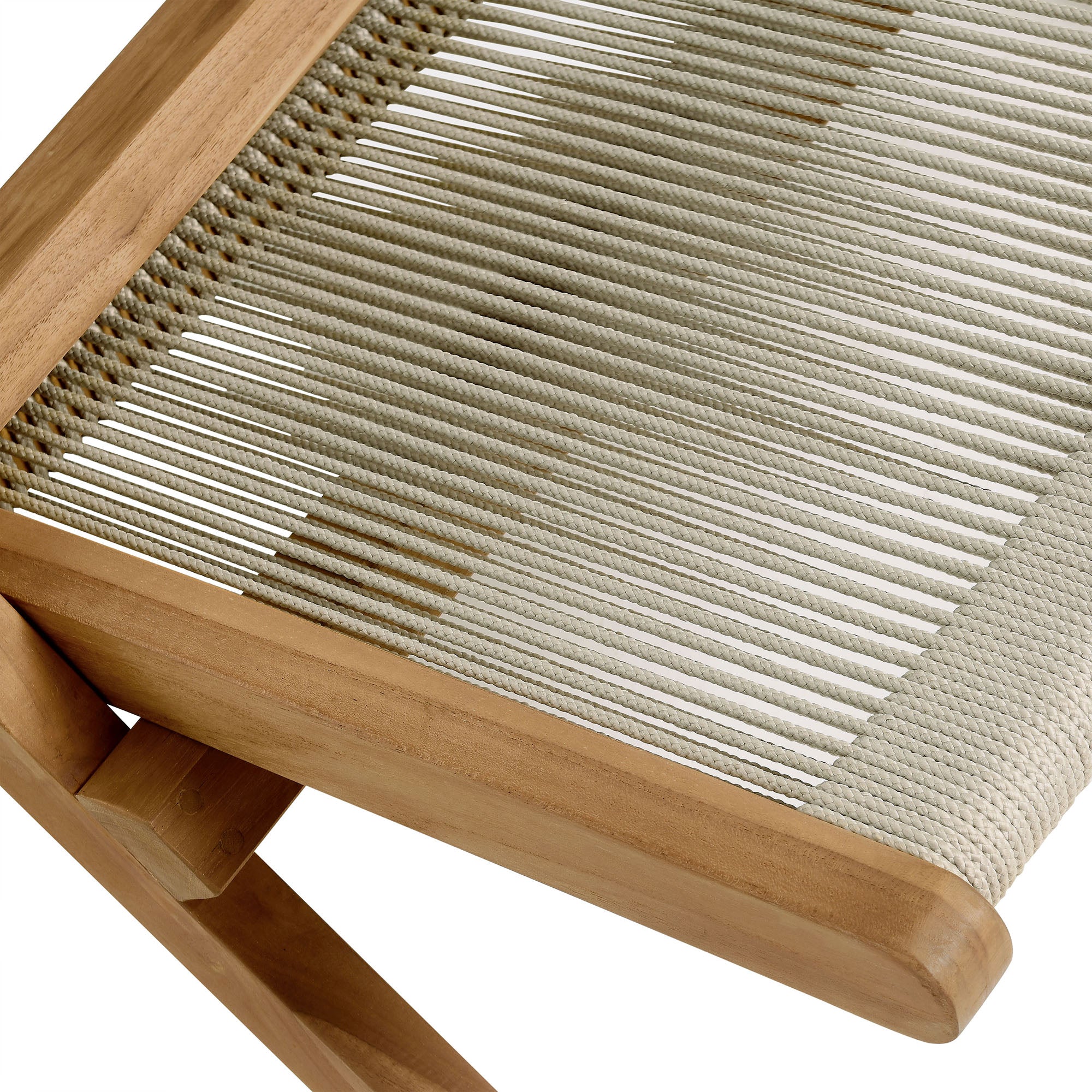Modway Vienna Outdoor Patio Teak and Rope Folding Accent Lounge Chair
