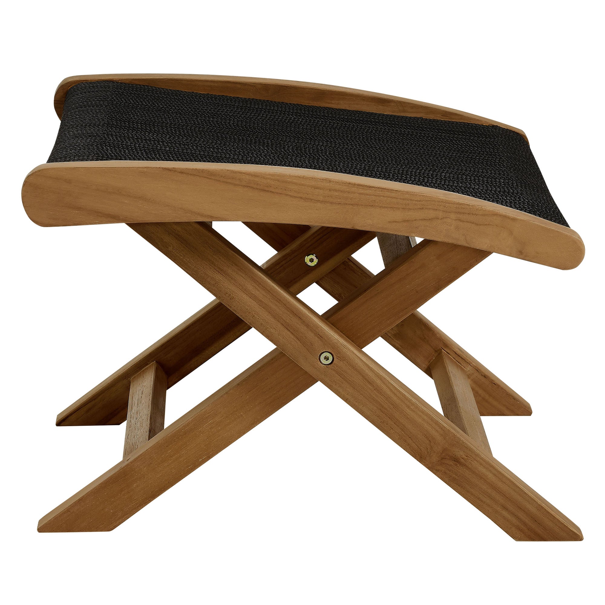 Modway Vienna Outdoor Patio Teak and Rope Folding Ottoman