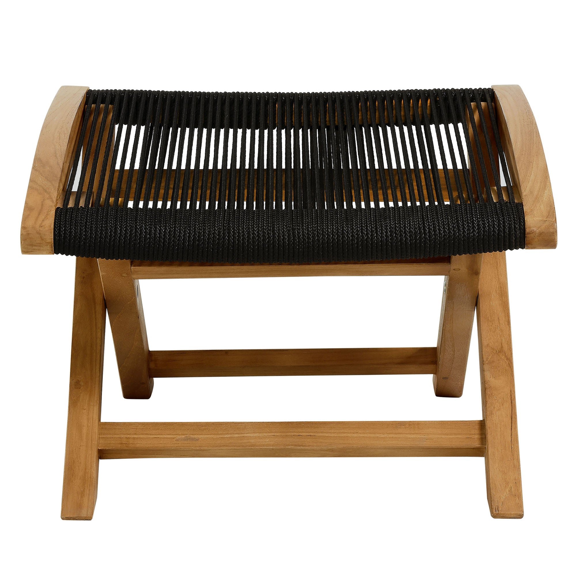 Modway Vienna Outdoor Patio Teak and Rope Folding Ottoman