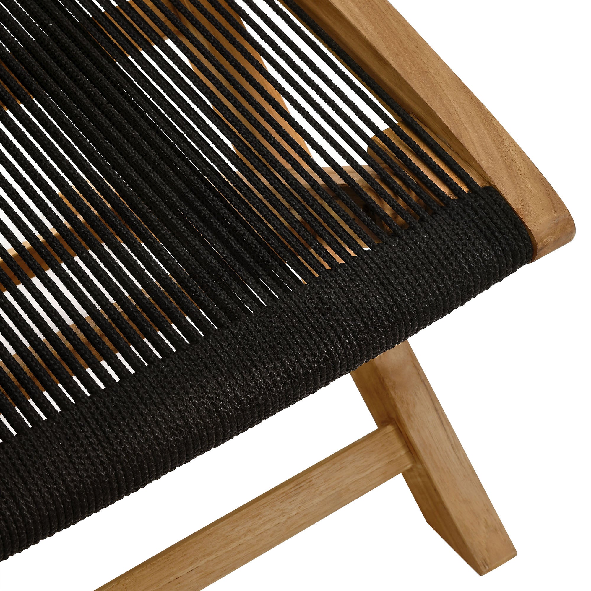 Modway Vienna Outdoor Patio Teak and Rope Folding Ottoman