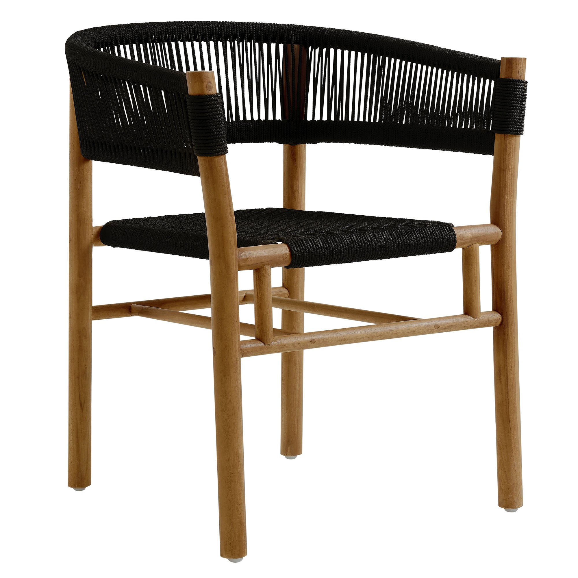 Modway Vienna Outdoor Patio Teak and Rope Curved-Back Dining Armchairs Set of 2