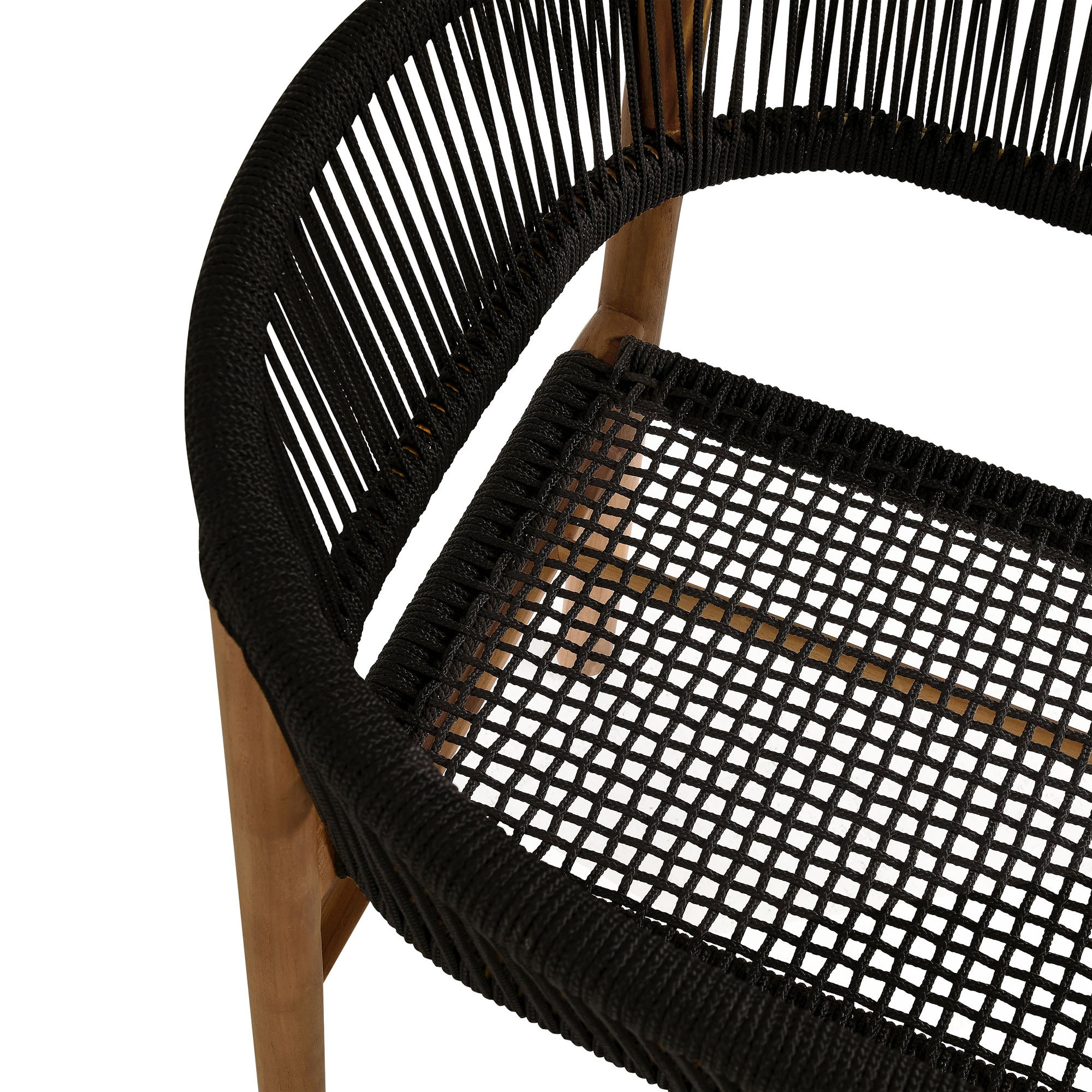 Modway Vienna Outdoor Patio Teak and Rope Curved-Back Dining Armchairs Set of 2