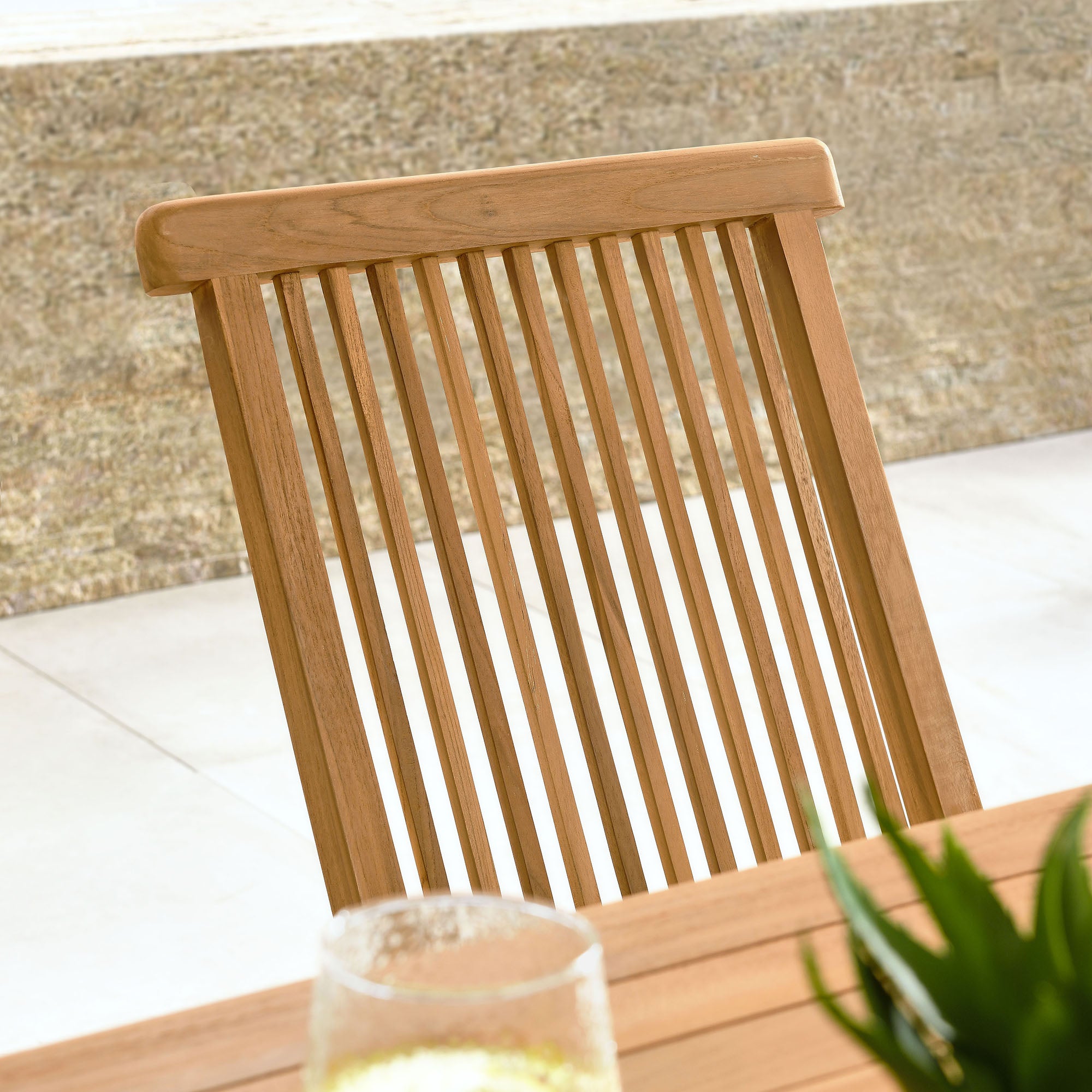 Modway Vienna Outdoor Patio Teak Wood Folding Dining Chairs Set of 4