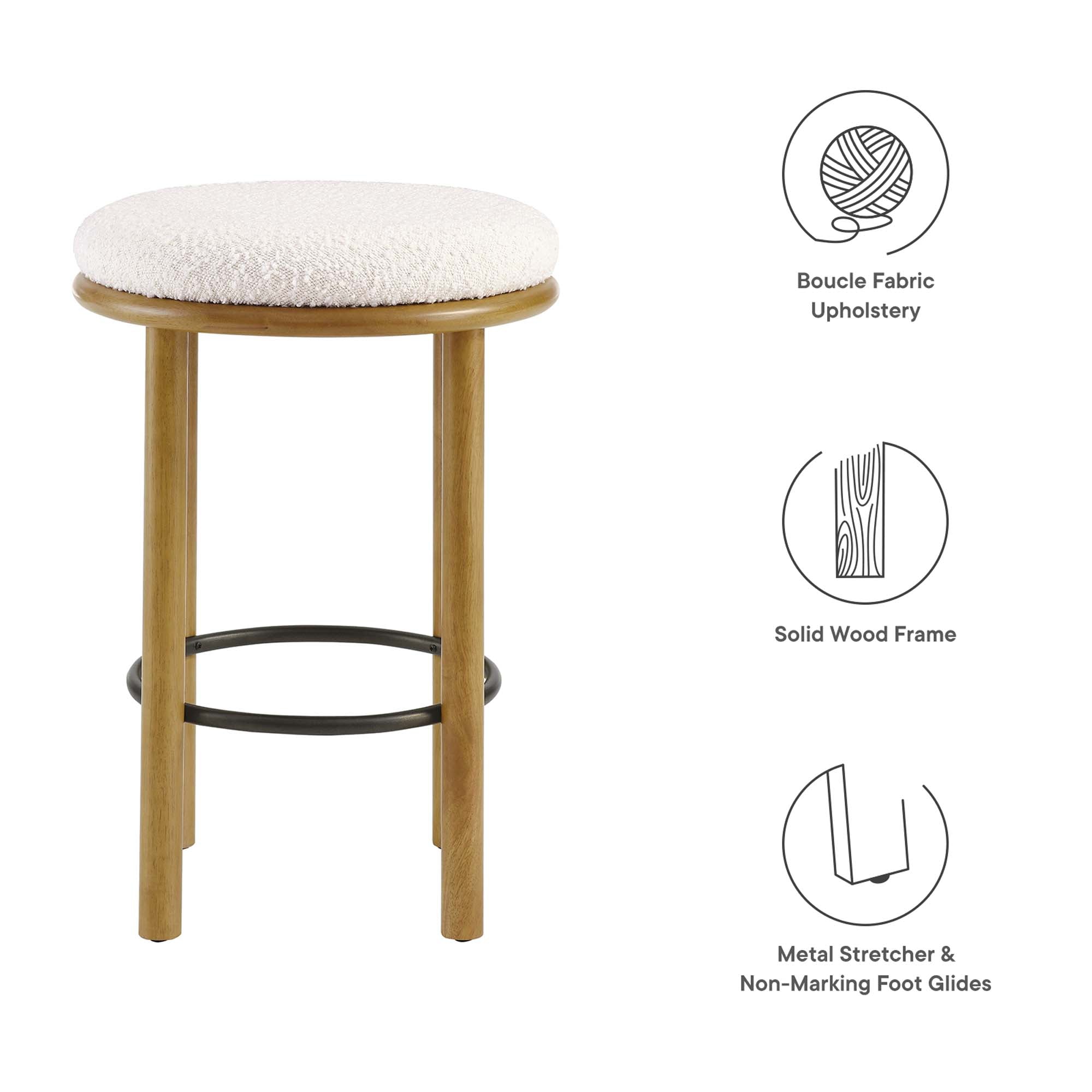 Modway Fable Boucle Fabric Counter Stools Set of 2