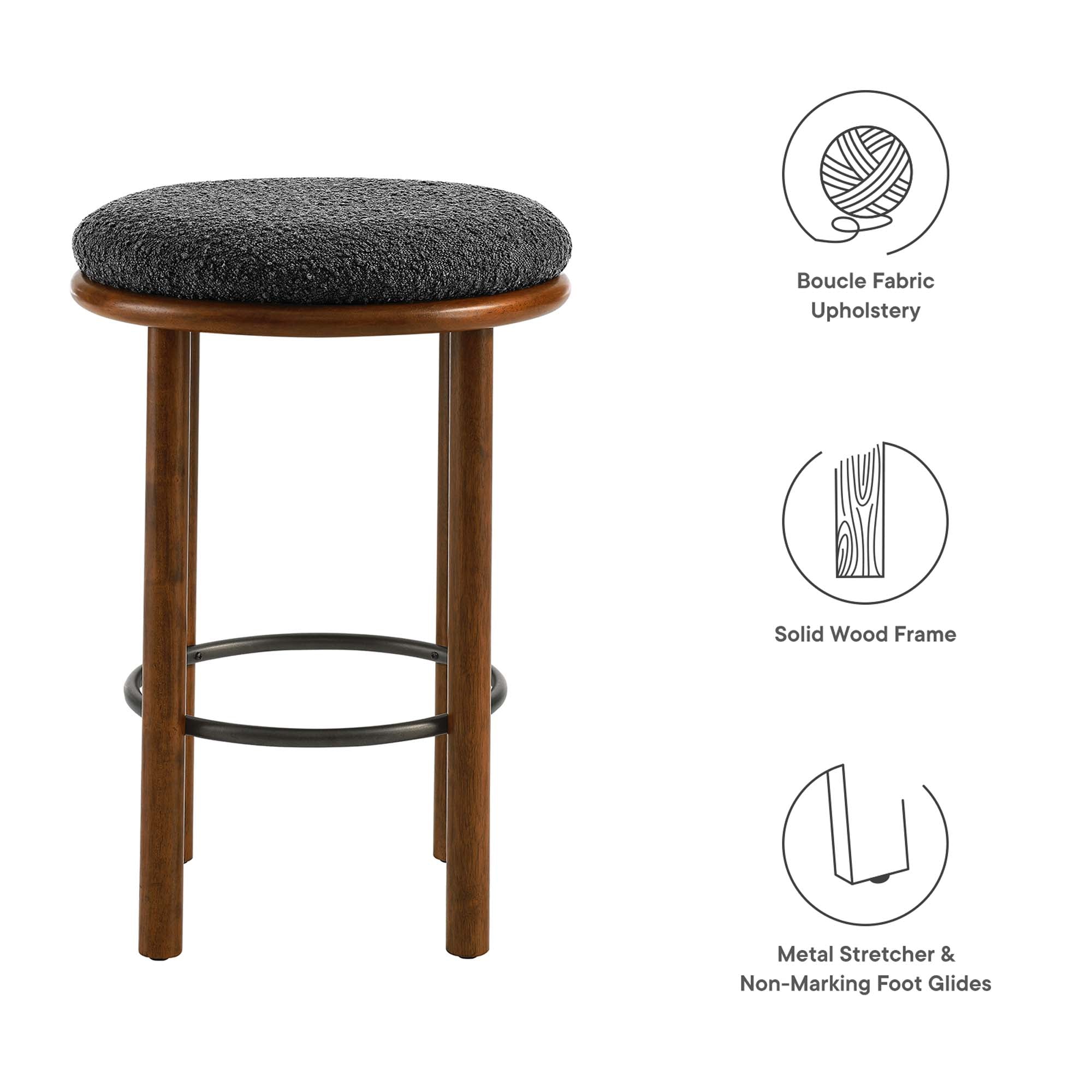 Modway Fable Boucle Fabric Counter Stools Set of 2