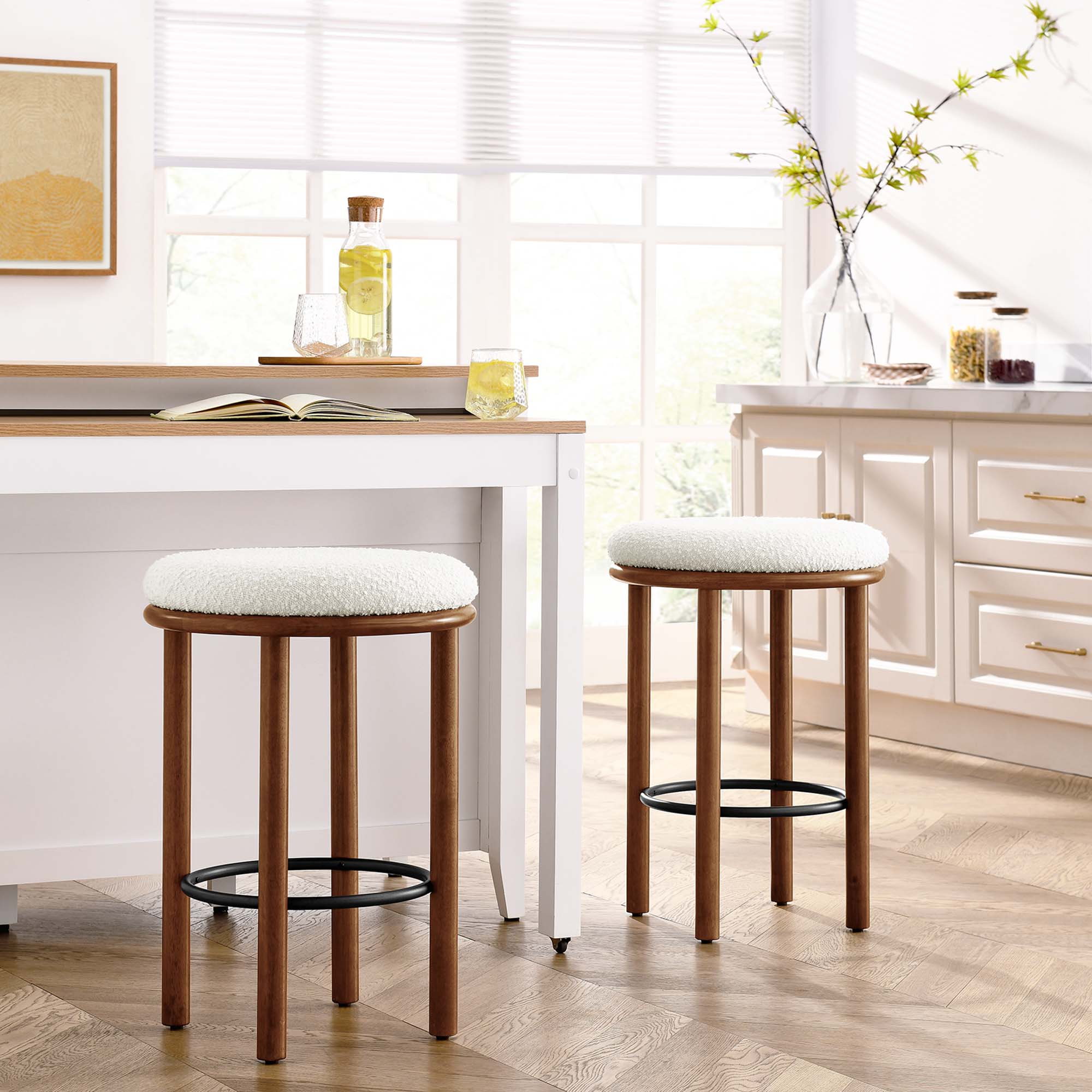 Modway Fable Boucle Fabric Counter Stools Set of 2